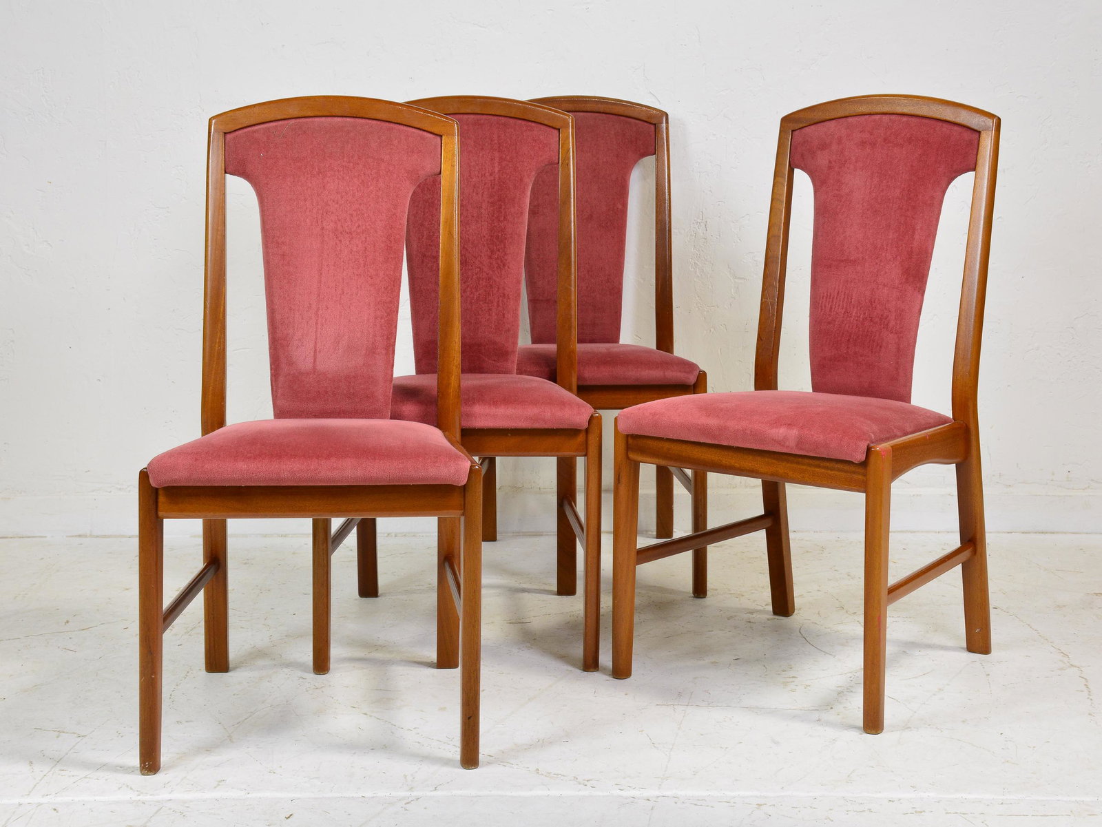 4 Upholstered High Back Mid Century Dining Chairs (1 of 3)