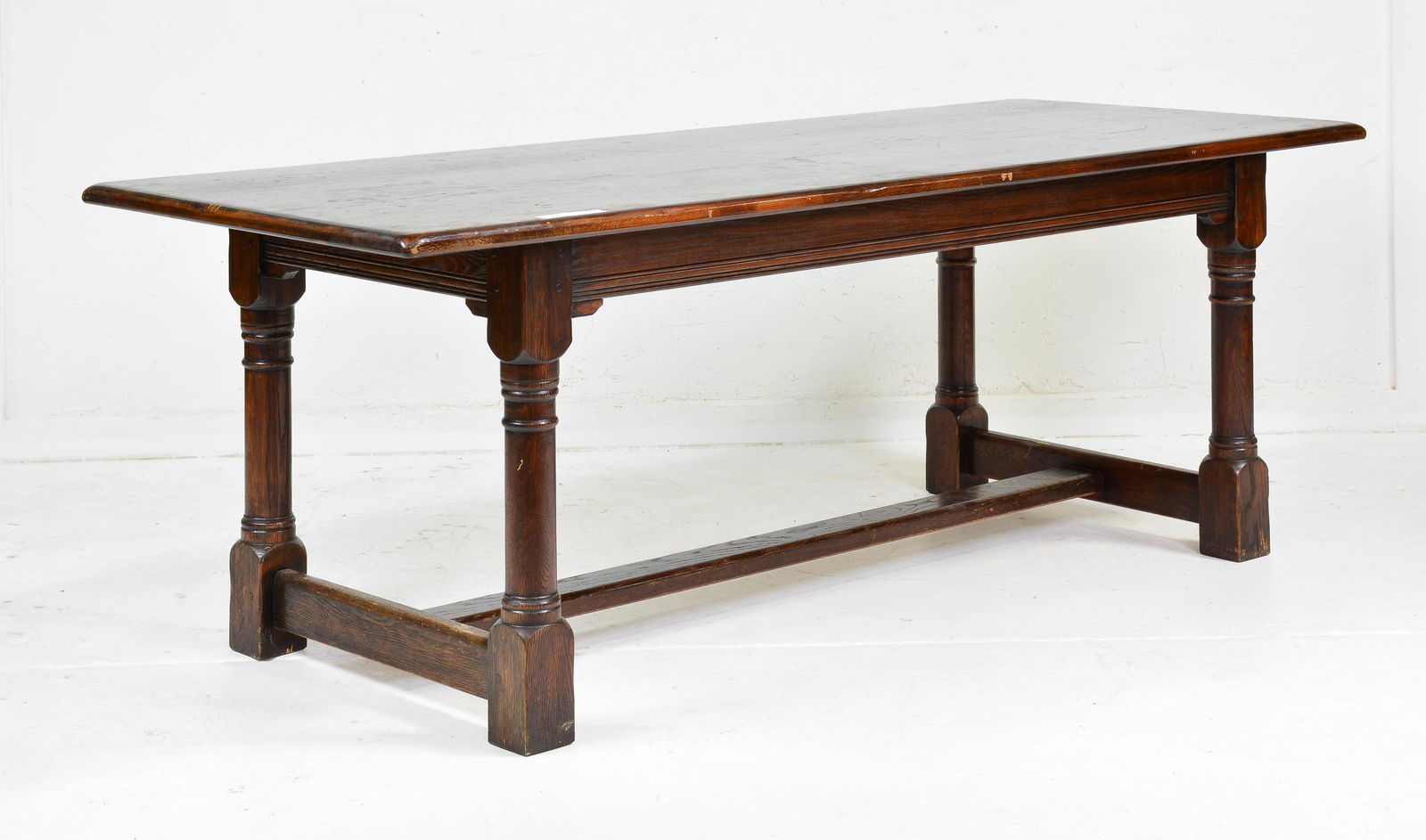 Large Oak Farmhouse Table With Stretcher Base (1 of 6)