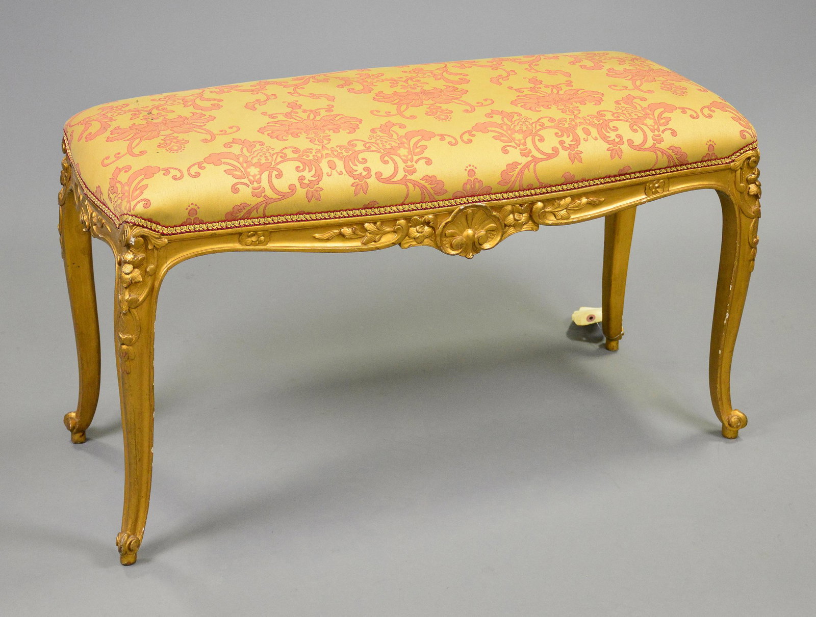 French Gold Gilt Painted Base Upholstered Stool (1 of 4)