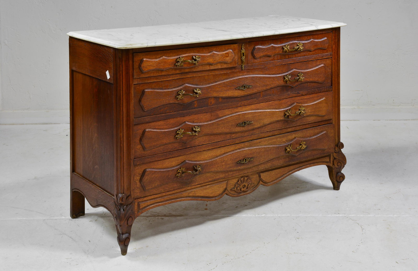 5 Drawer European Chest with White Marble Top (1 of 4)