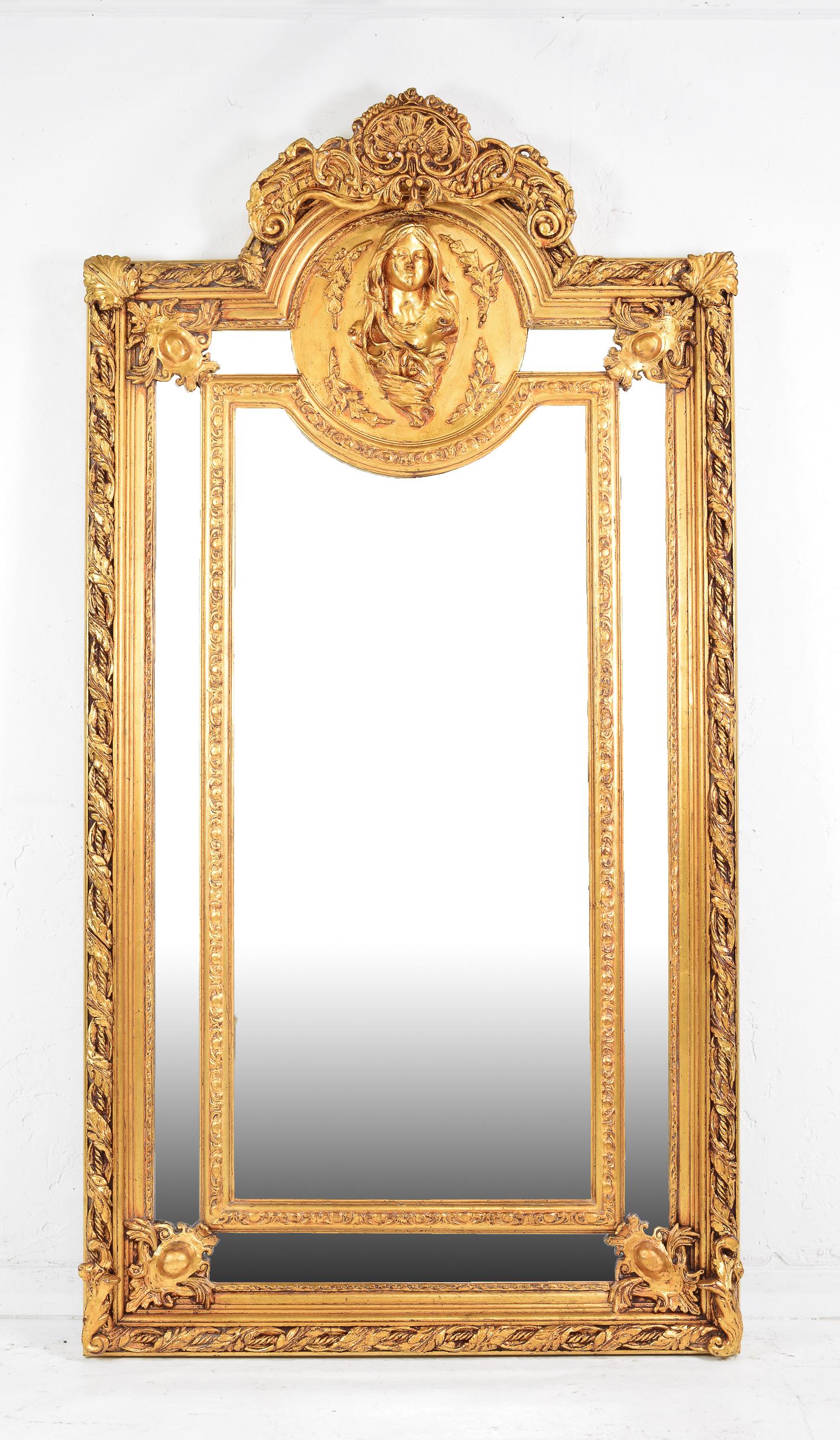 Large Gold Gilt Figural Carved Mirror (1 of 4)