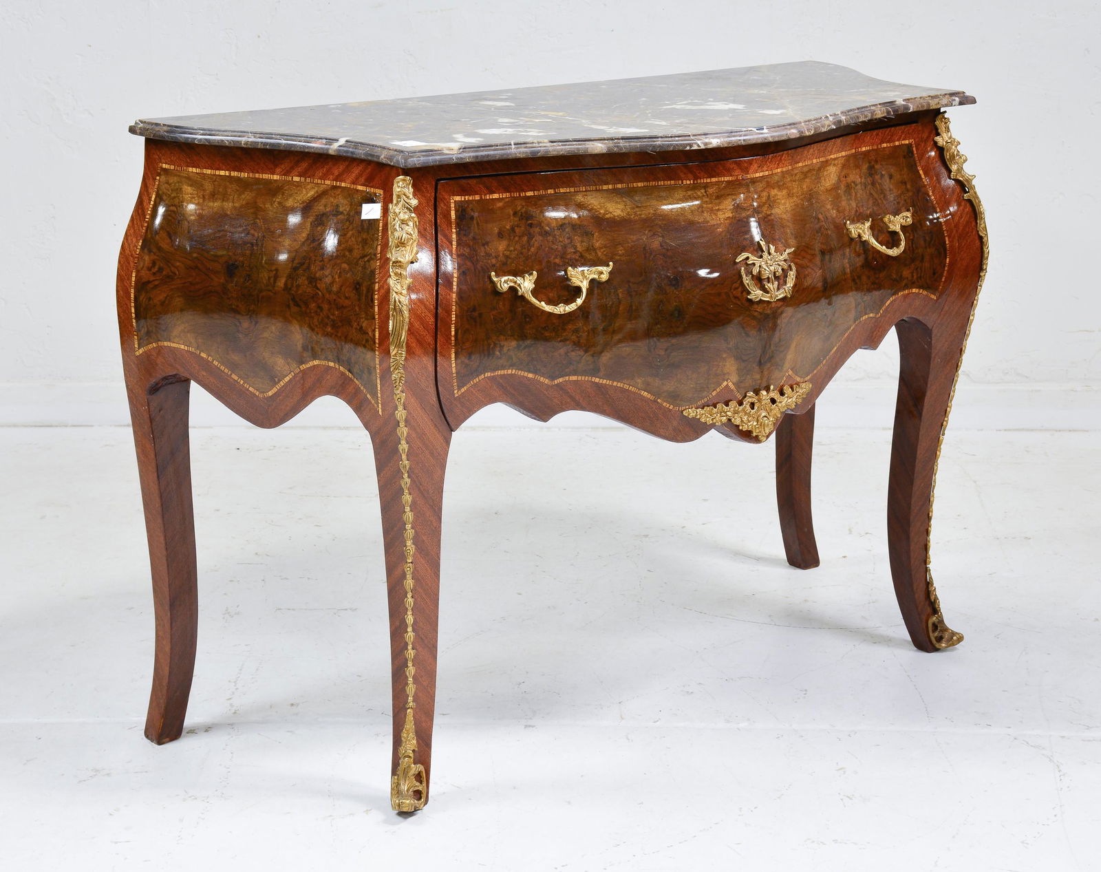 Brown Marble Top Single Drawer Commode #1 (1 of 4)