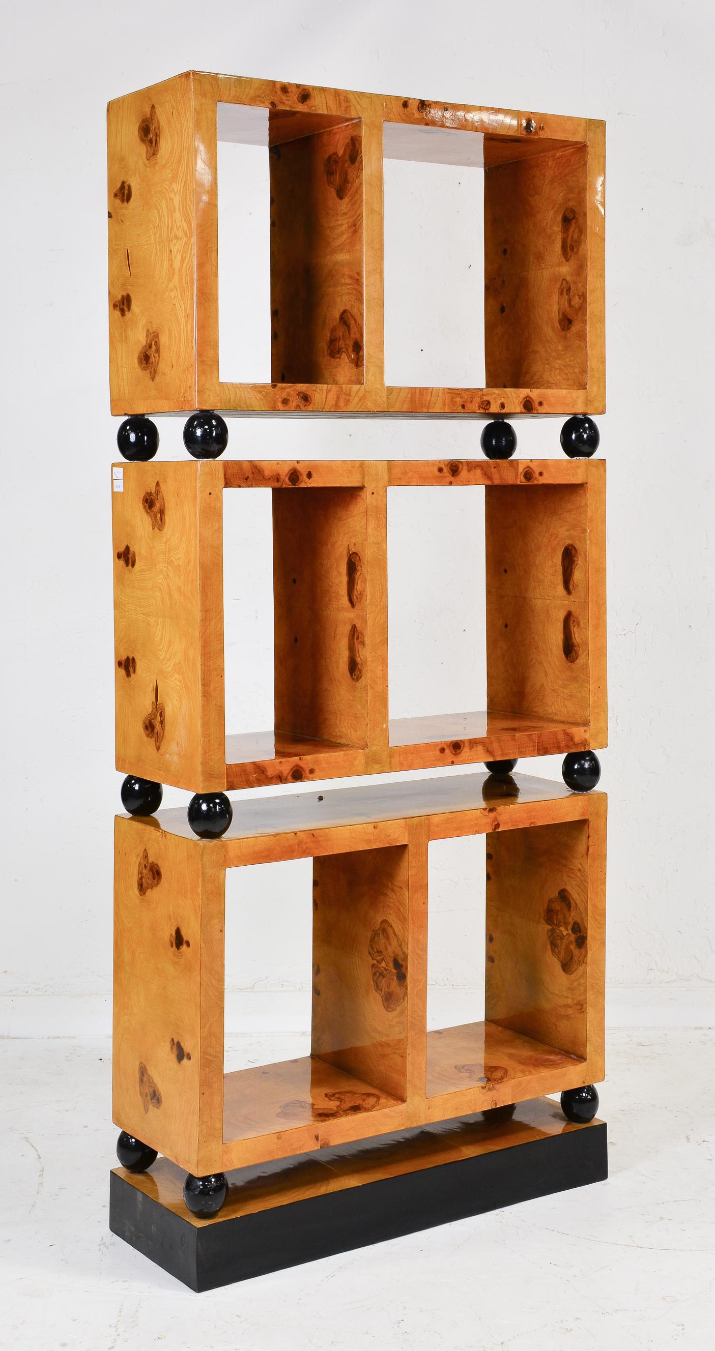 Art Deco Style Burled Wood Open Bookshelf #1 (1 of 2)