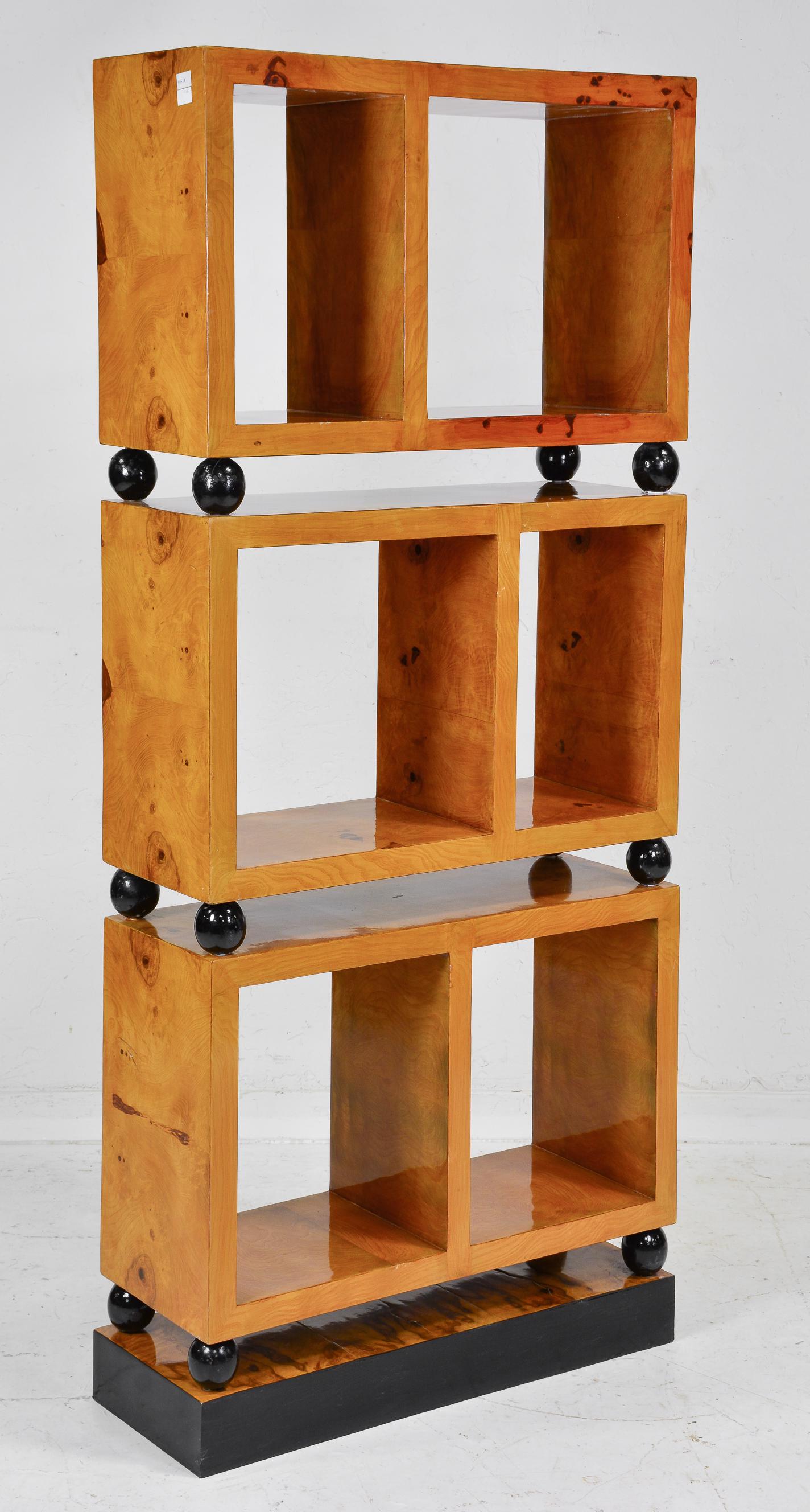 Art Deco Style Burled Wood Open Bookshelf #2 (1 of 4)