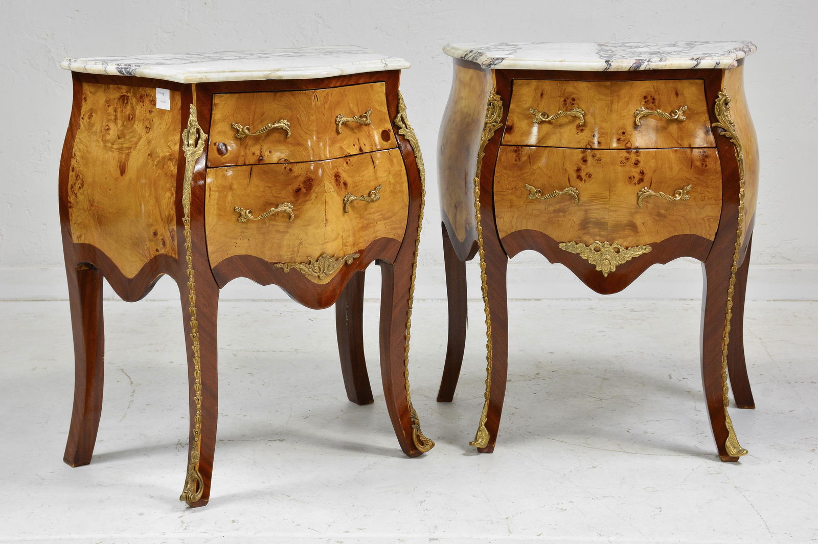Pair European Style Marble Top Bombay Night Stands (1 of 5)