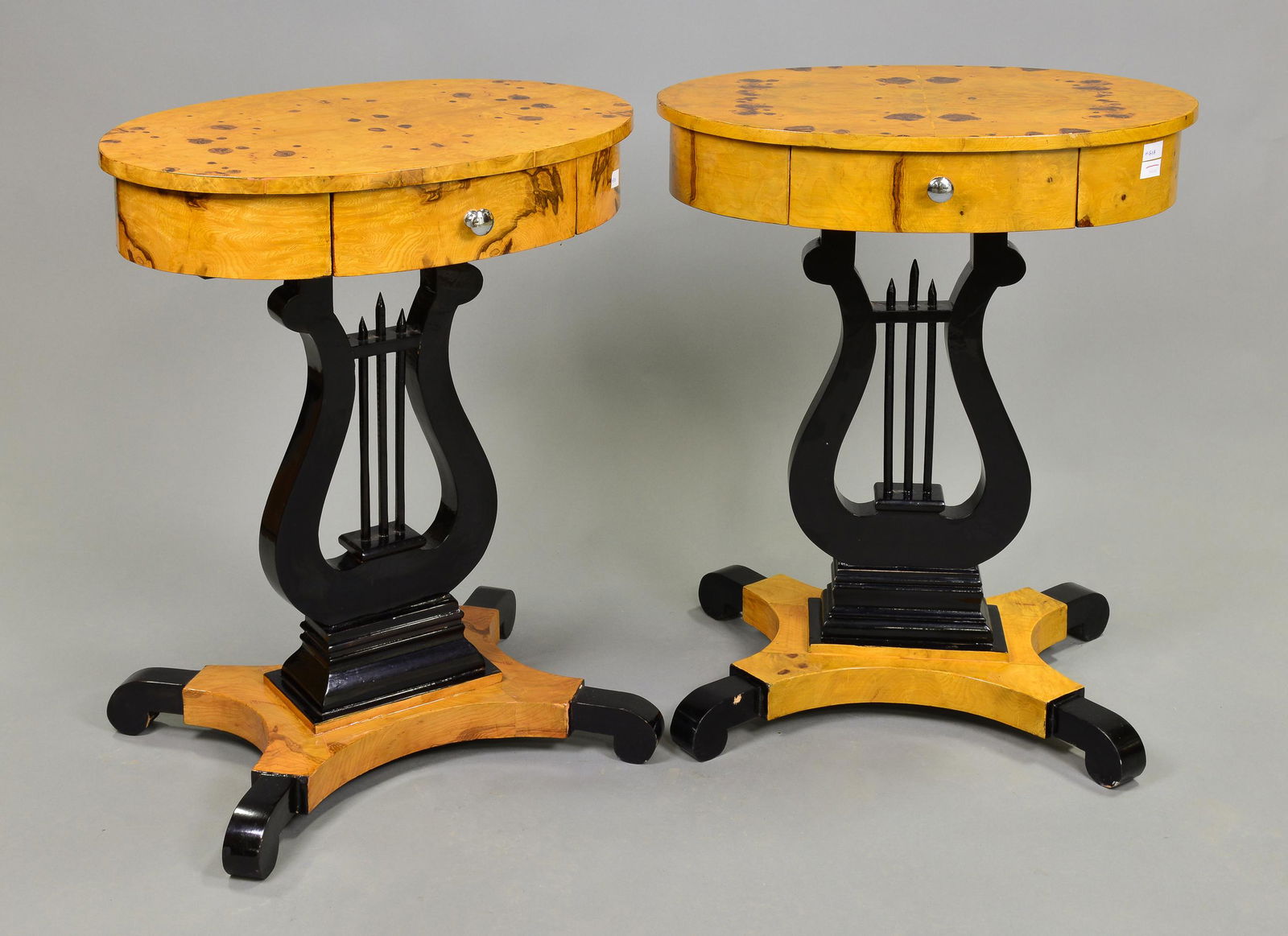 Pair of Art Deco Style Lyre Based Night Stands (1 of 5)