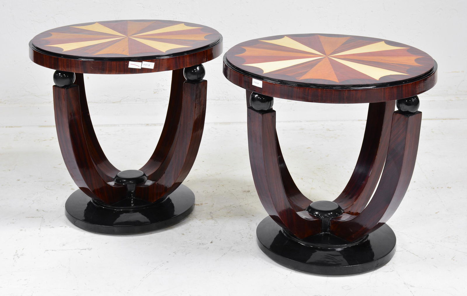 Pair of Art Deco Style Inlaid Circular Side Tables (1 of 3)