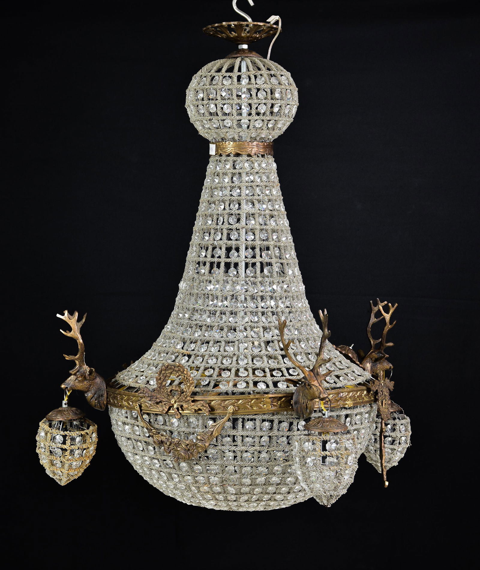 Empire Style Chandelier - Stags Head & Clear Beading (1 of 2)