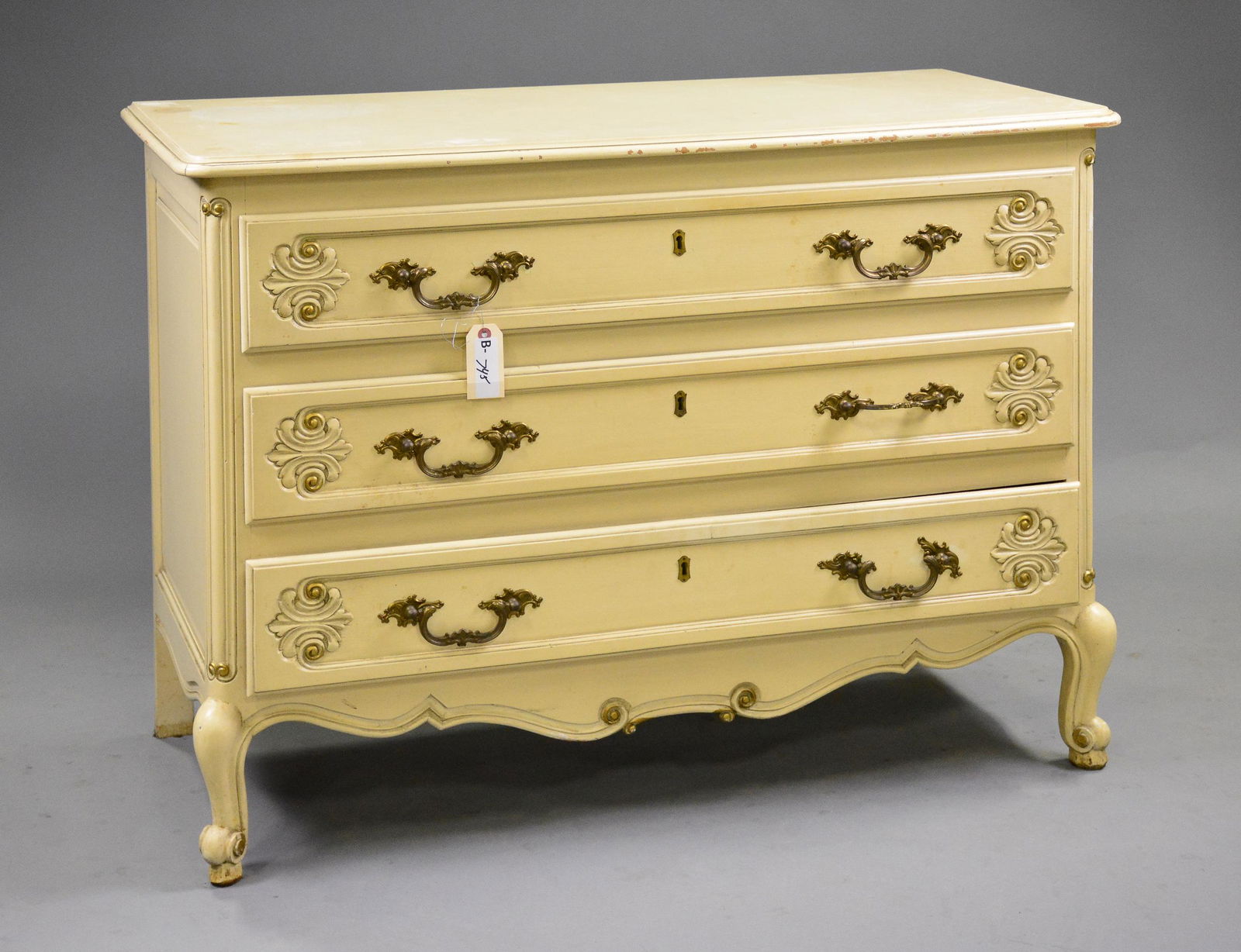 Louis XV Style Painted 3 Drawer Chest (1 of 5)