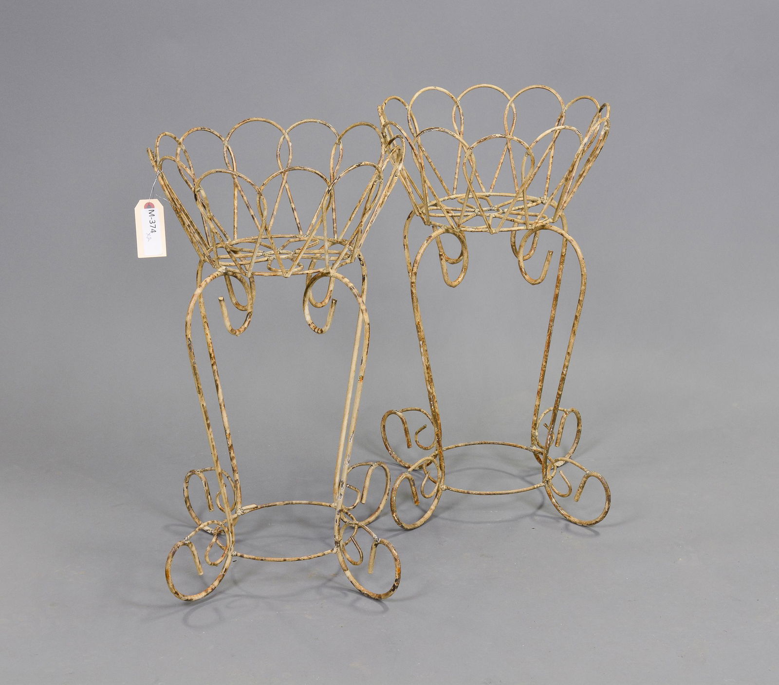 Pair Small Painted Iron Planters (1 of 2)