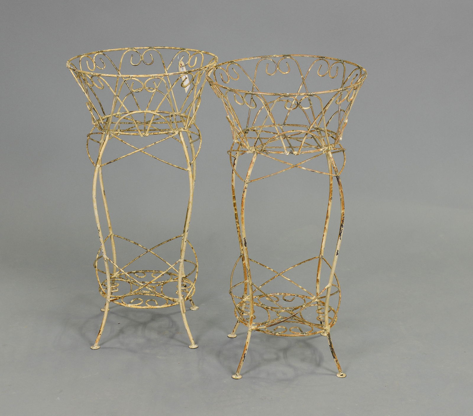 Pair Small Painted Iron Planters (1 of 4)