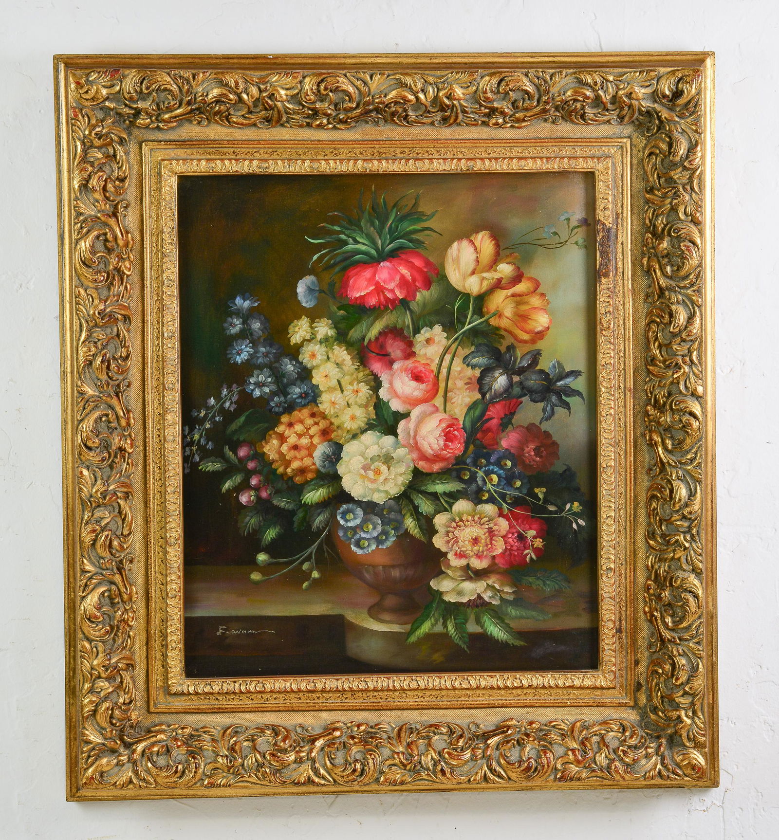 Large Floral Painting gold Framed (1 of 4)