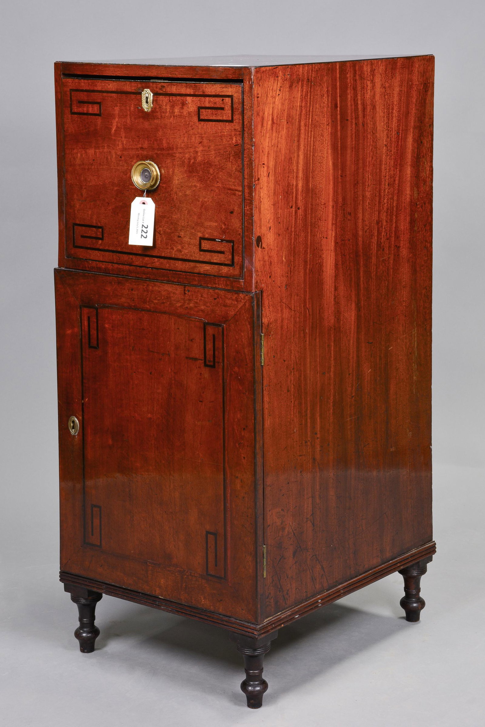 Art Deco Liquor Cabinet / Zinc Lined cellarette: Vintage Wine Cabinet with upper drawer and lover cabinet 43 in tall x 18 x 22