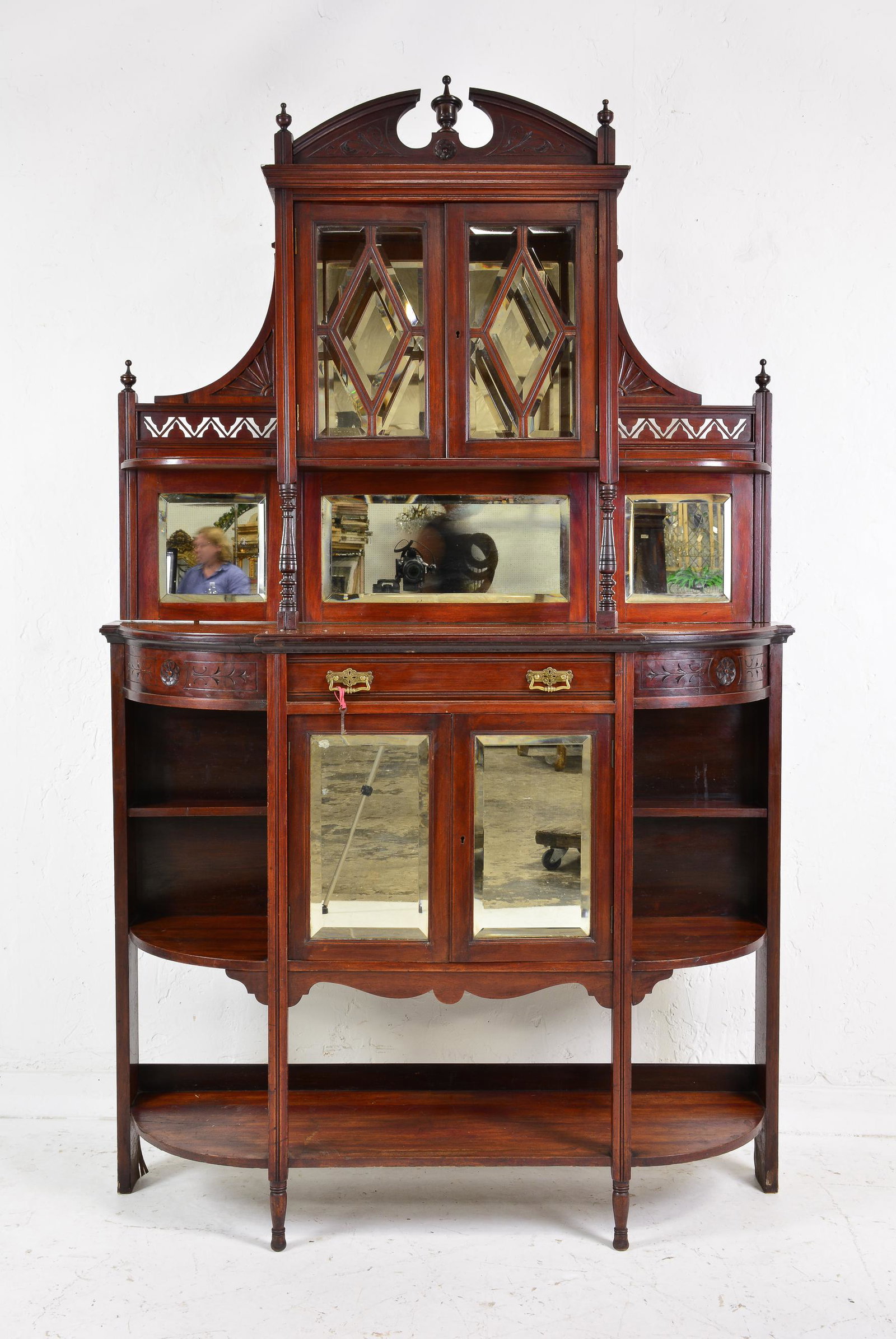 British Edwardian Style Etagere / Chiffonier: British Etagere / Chiffonier - 78 in tall x 48 x 14