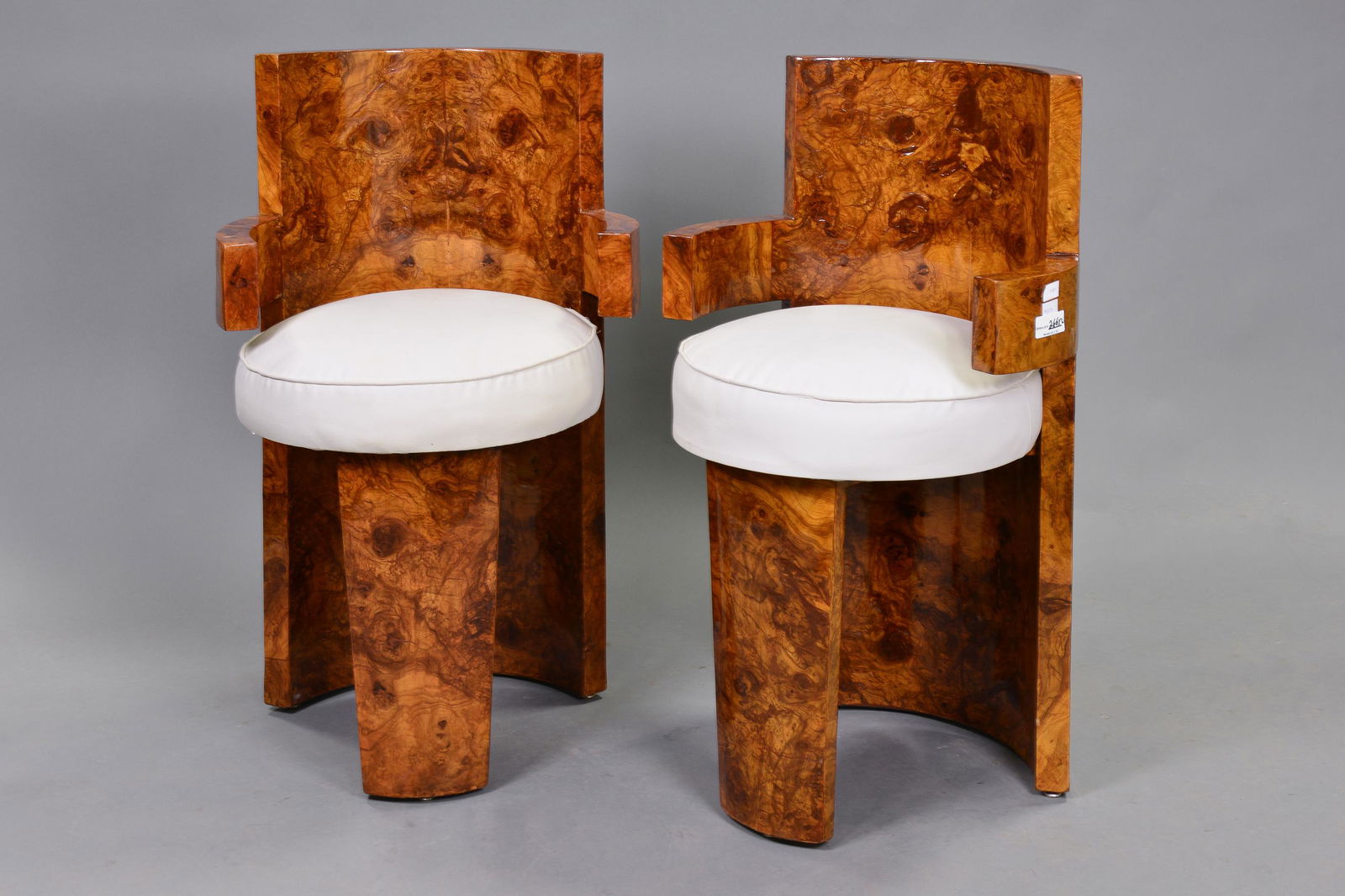 2 Circular Art Deco Style High back Upholstered Chairs (1 of 2)