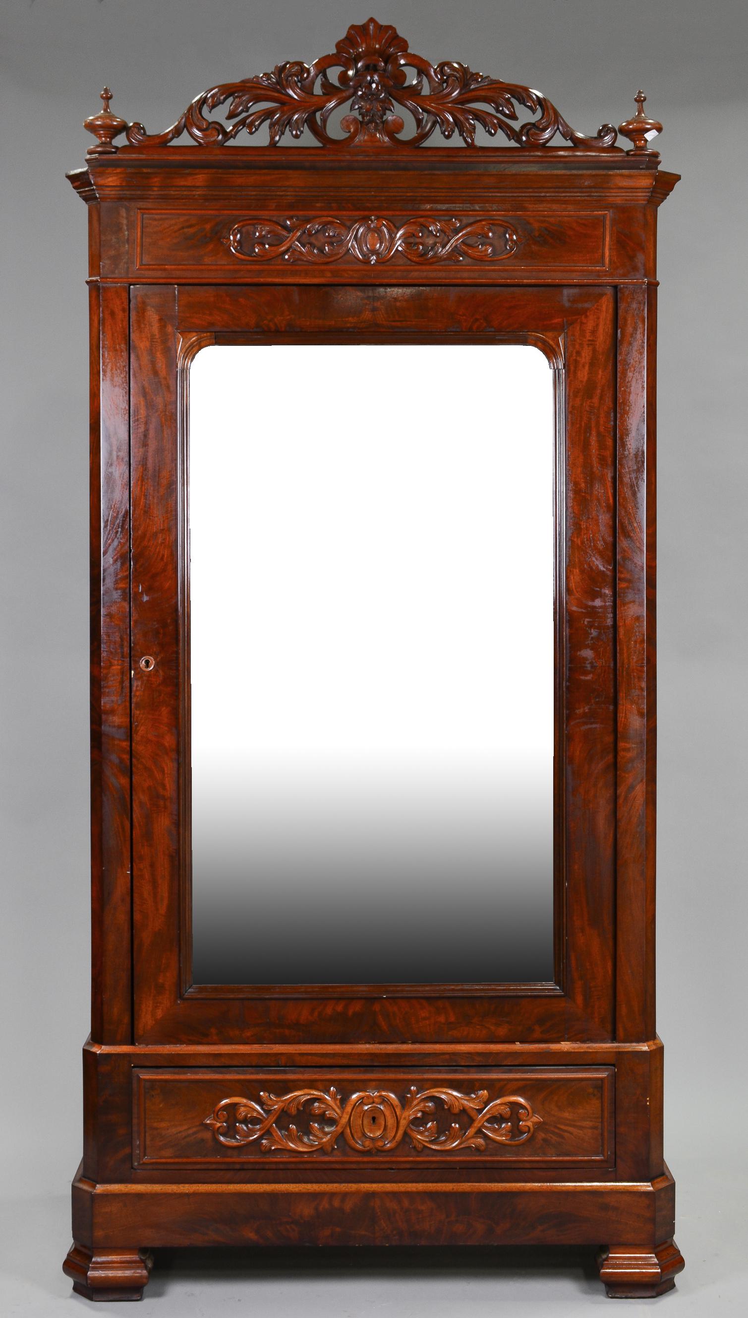 Single Door Mirrored French style Armoire (1 of 7)