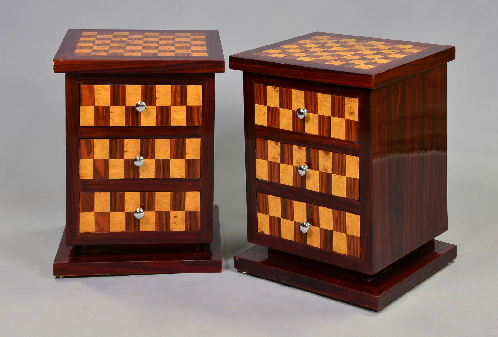 Pair of Art Deco Style Triple Drawer Small Chests (1 of 5)