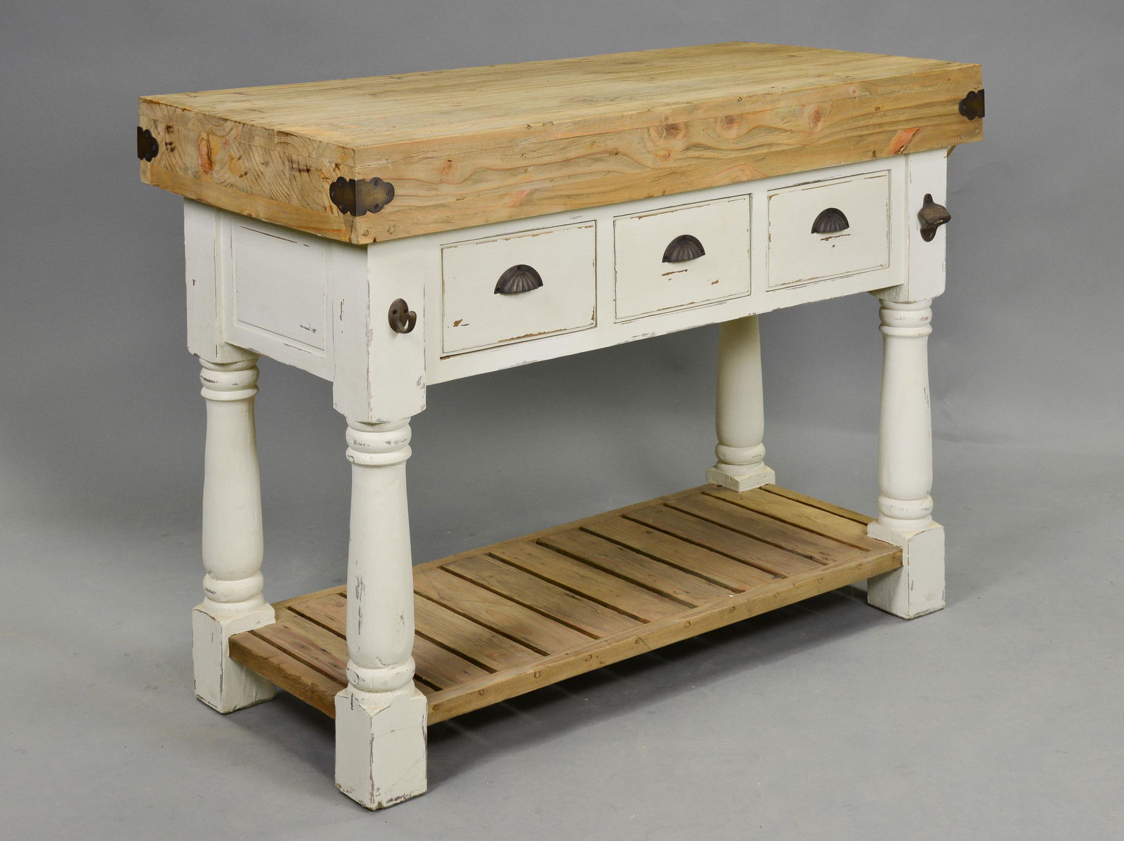 Farmhouse 3 Drawer Kitchen Island (1 of 4)