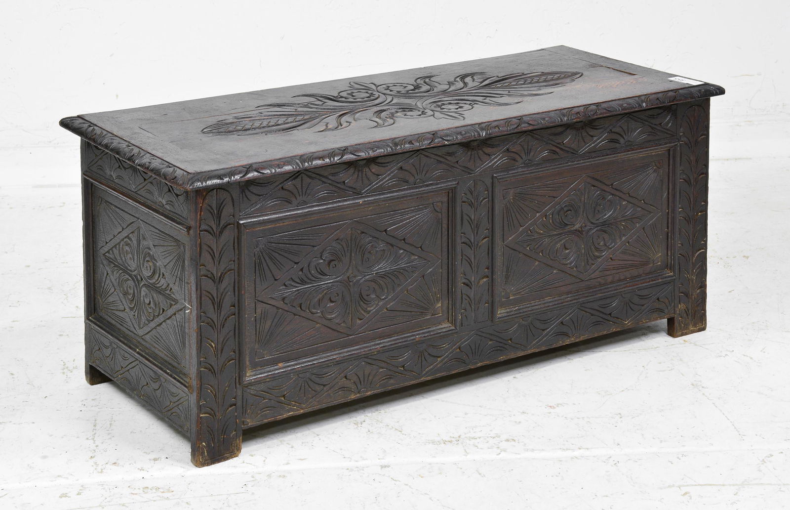 Carved Oak British Blanket Box (1 of 4)