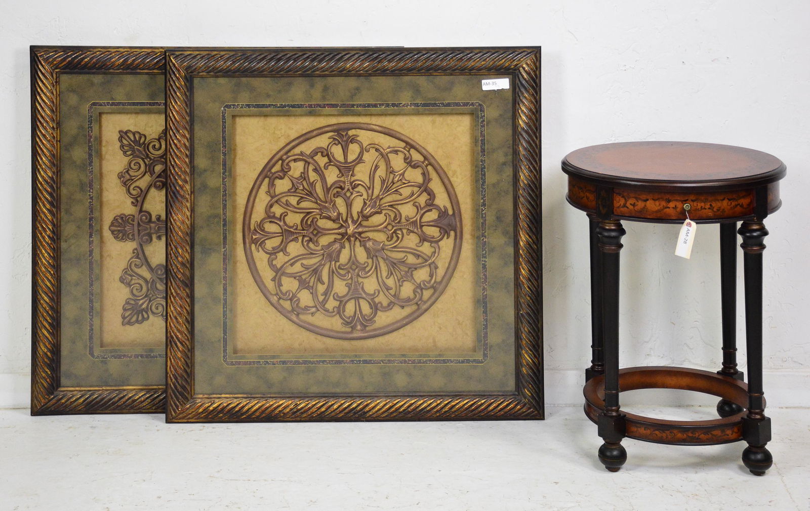 2 Framed Medallions  & an Occasional Table (1 of 3)