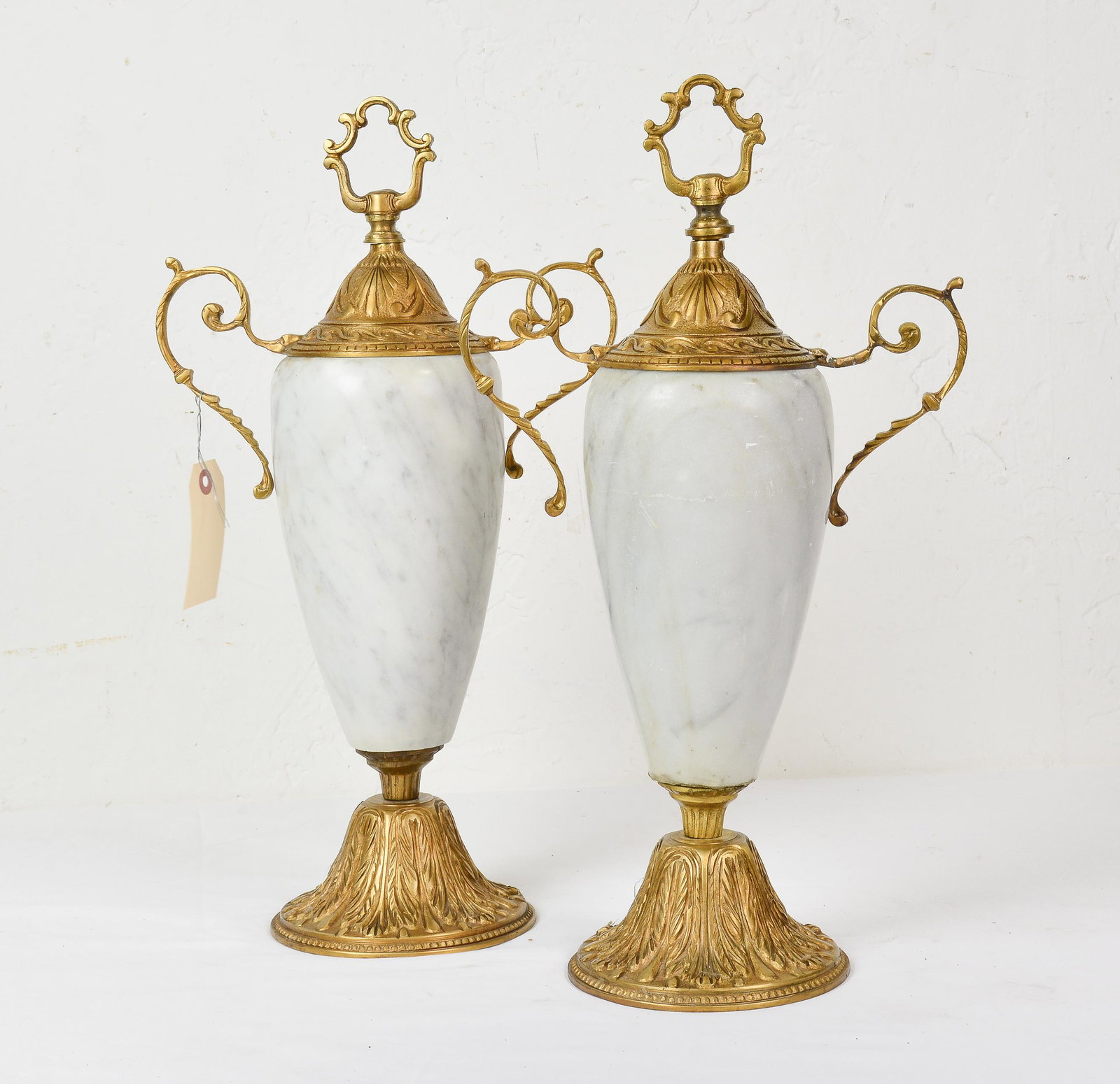 Pair Marble and Bronze urns (1 of 3)