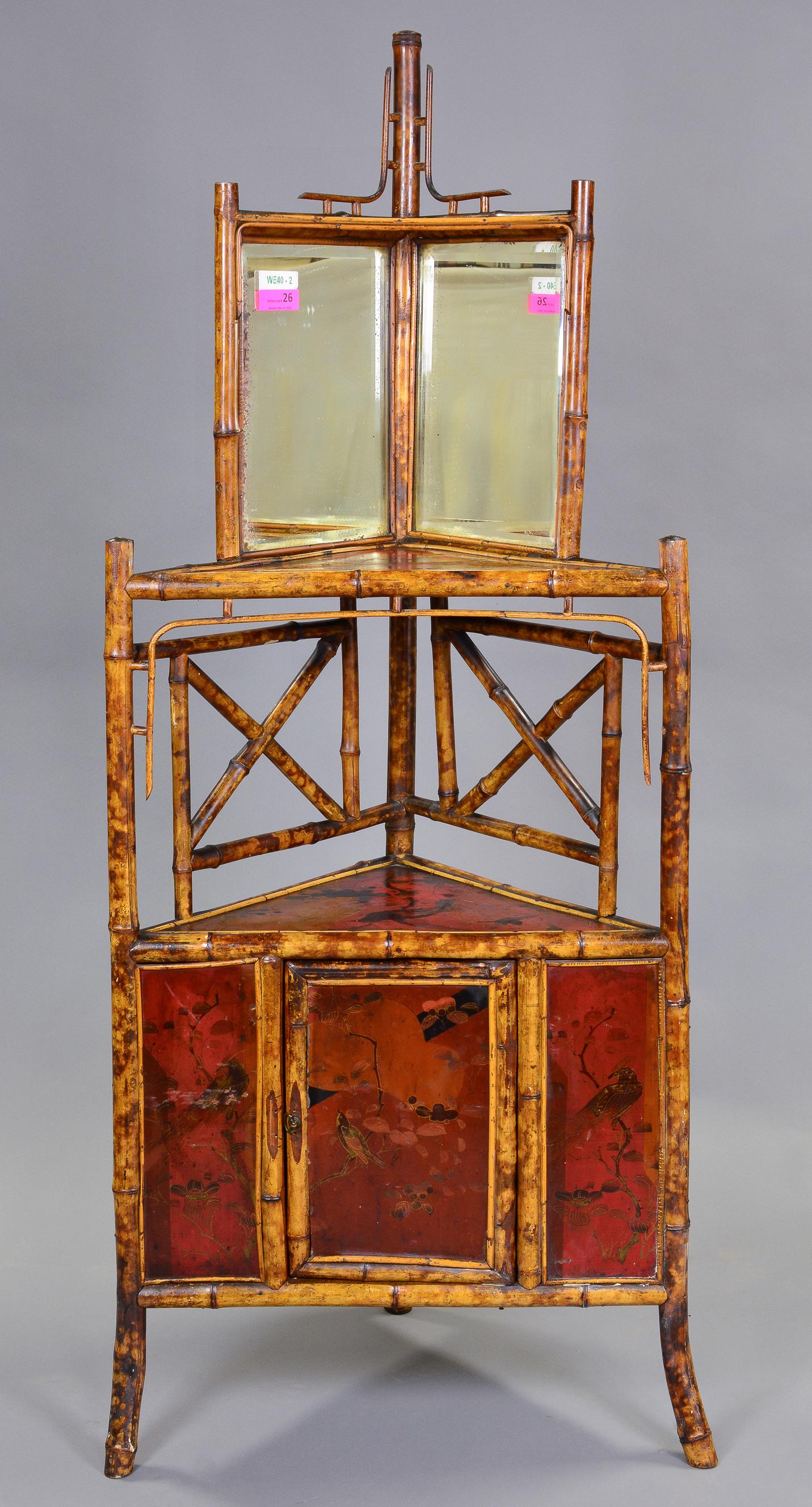 3 Tier Bamboo Corner Cabinet with Mirror Top (1 of 3)