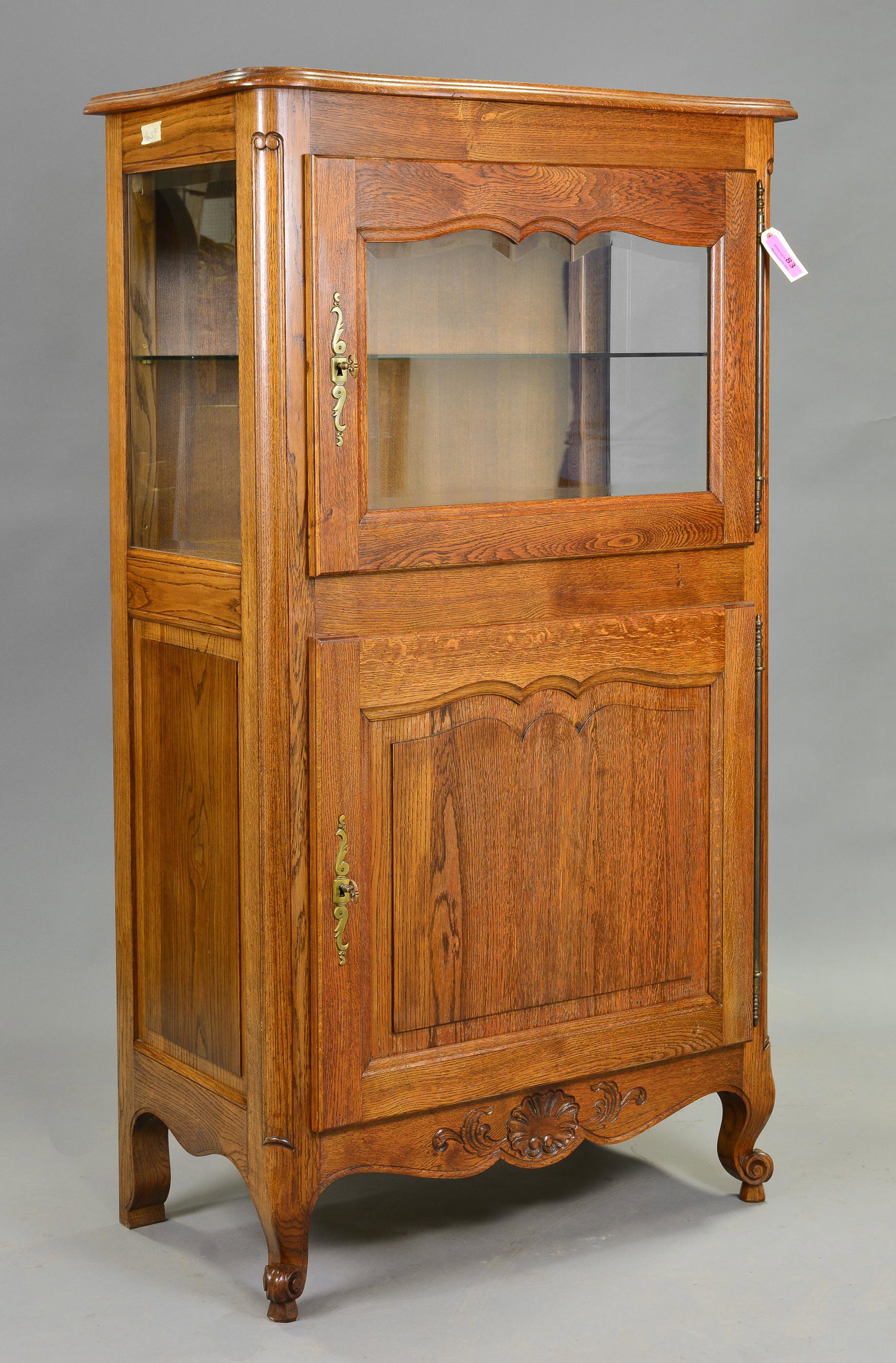 Louis XV Style Vitrine: Louis XV Style Vitrine , oak, 63 in tall x 34 x 20