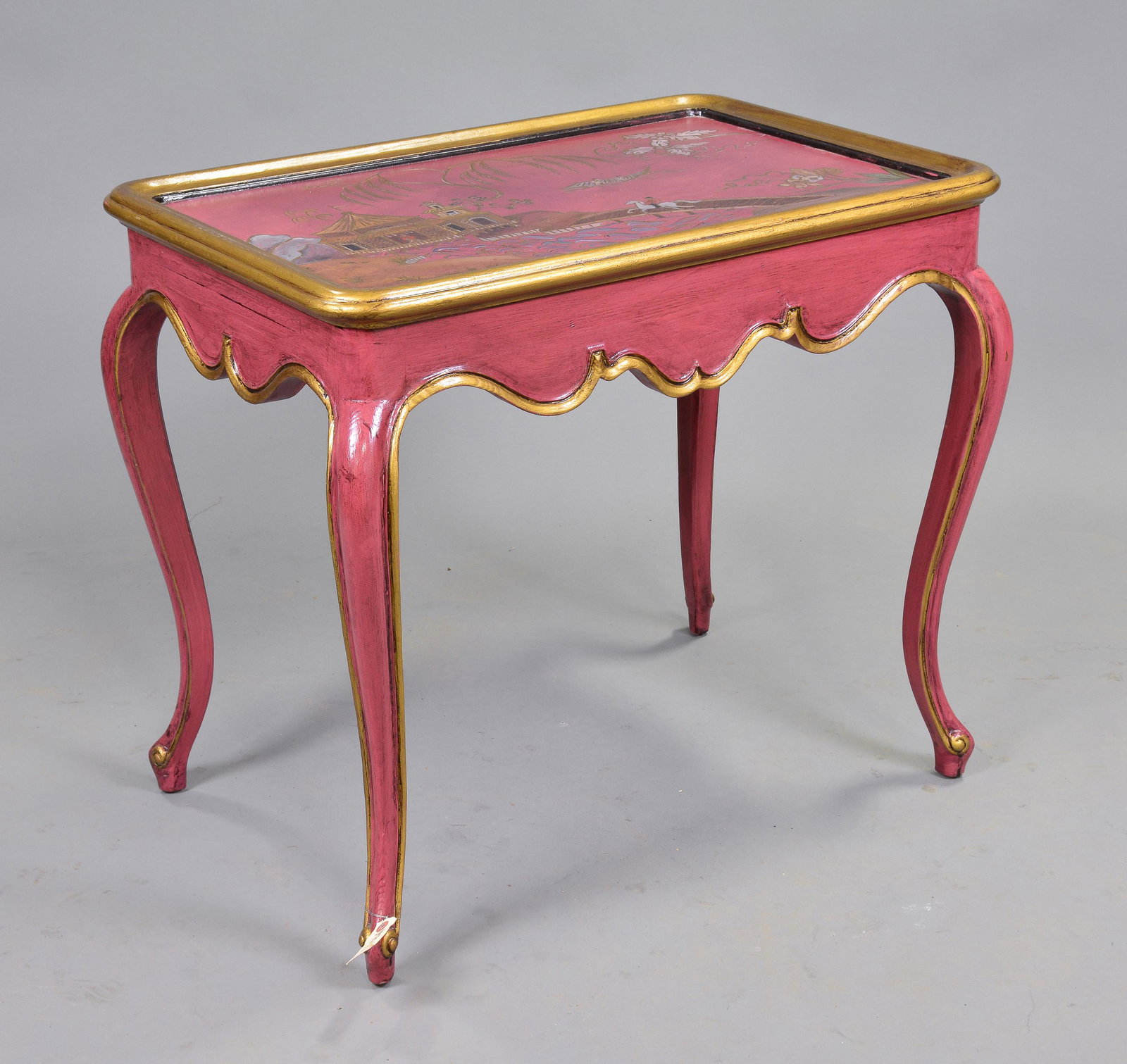 painted table chinoiserie: painted table oriental design, chinoiserie 26 in tall x 31 x 20