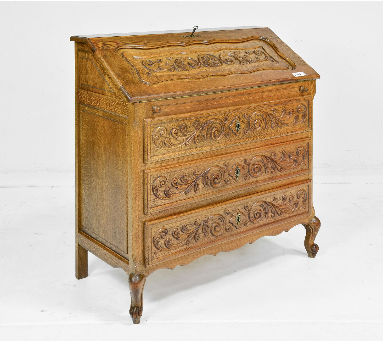 Country French 3 drawer drop front desk (1 of 4)