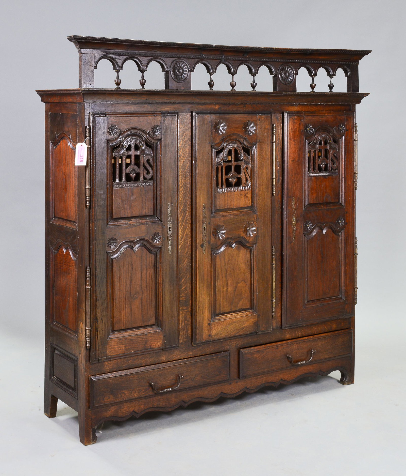 Breton style 3 door cabinet: Breton style 3 door Cabinet , 59 in tall x 57 x 16