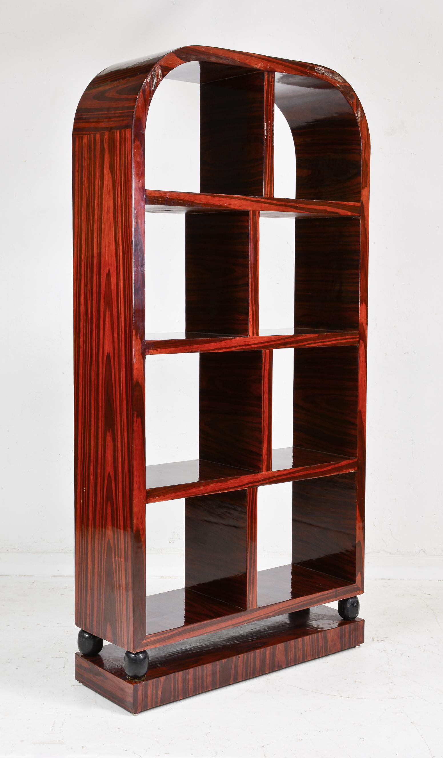Art Deco Style Open Bookcase With Curved Top (1 of 3)
