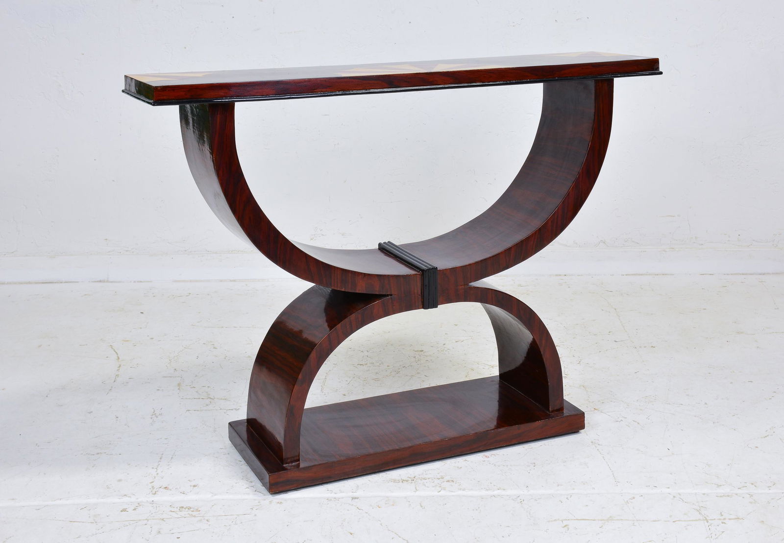 Inlayed Art Deco Style Console Table with Curved Legs (1 of 2)
