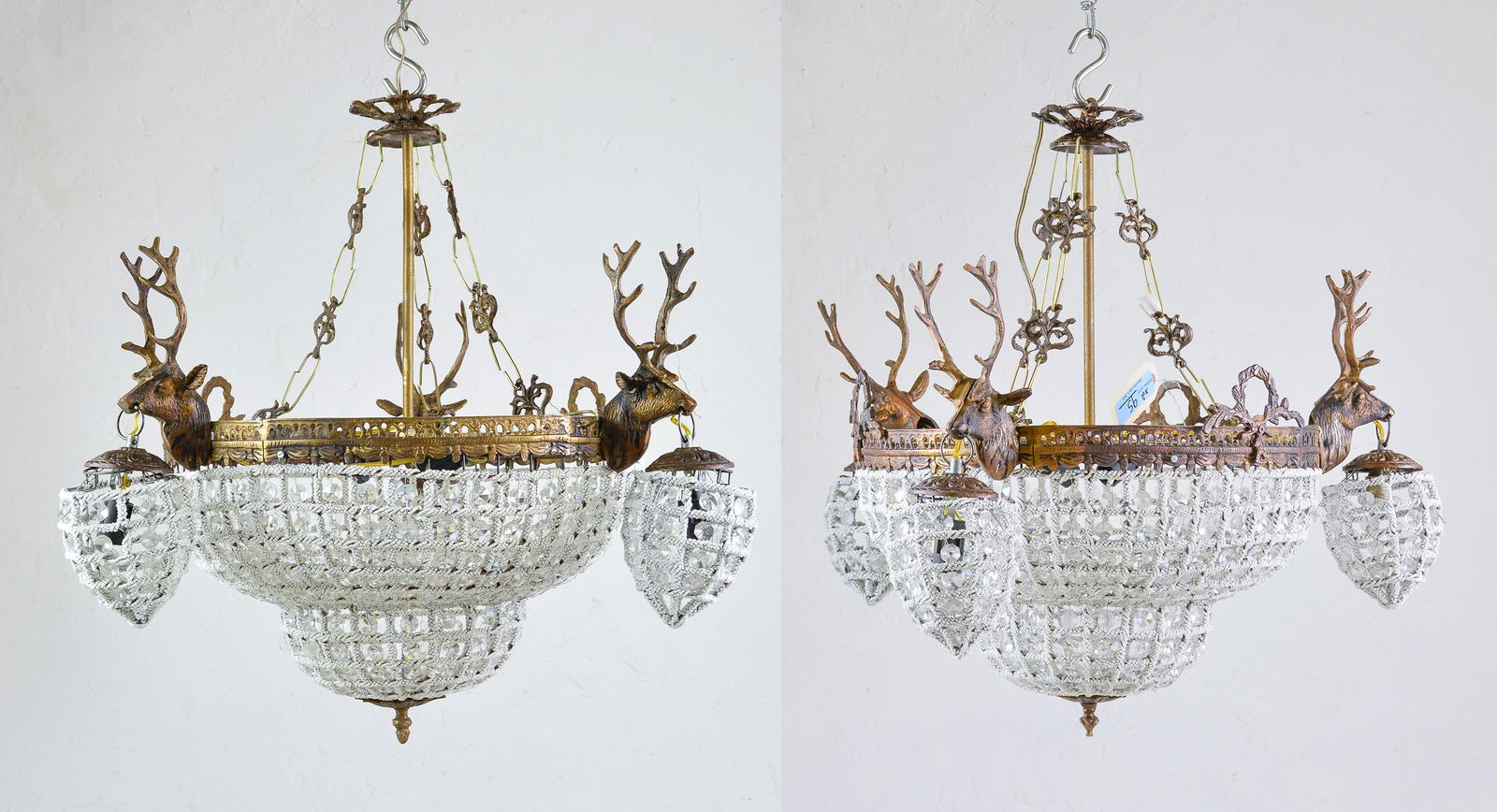 2 White Empire Style Chandeliers - Stags (1 of 5)