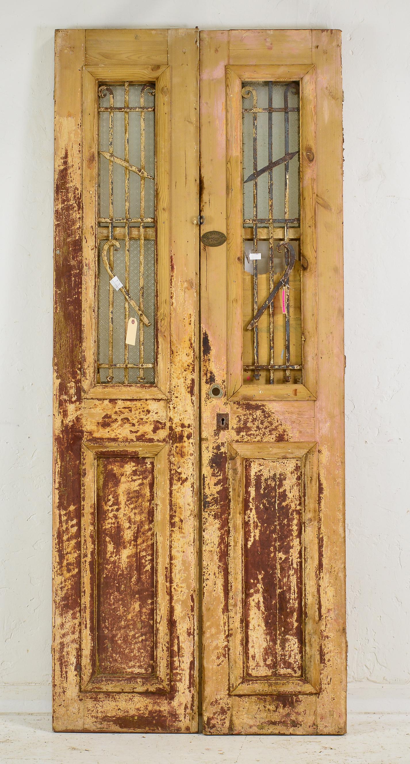 Vintage Door with Metal & Glass & Chippy Paint Patina (1 of 3)