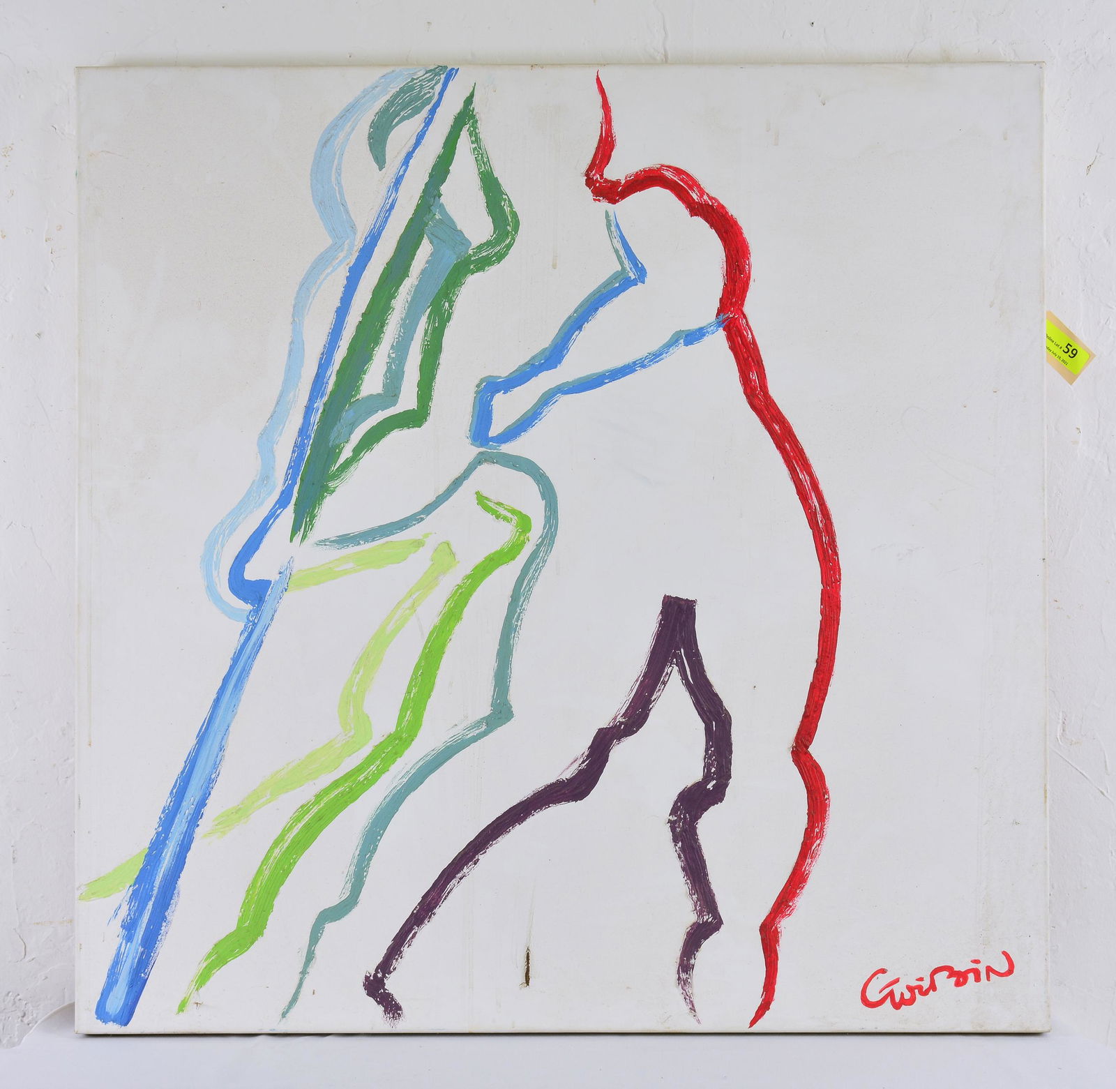 Unframed Abstract Painting - Javelin Athlete - Wilburn (1 of 4)