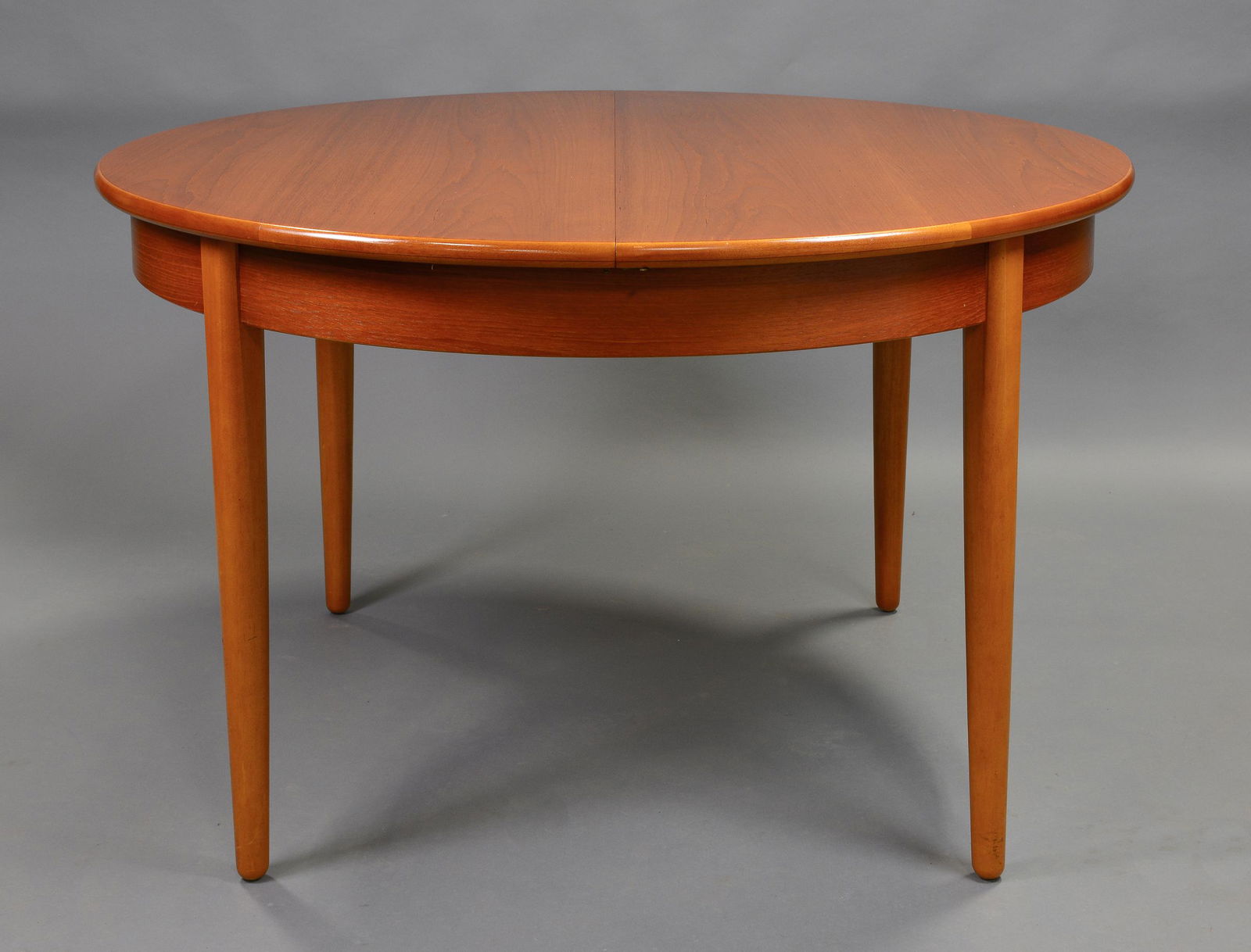 Round Mid Century Modern Dining Table with Pop Up Leaf (1 of 3)