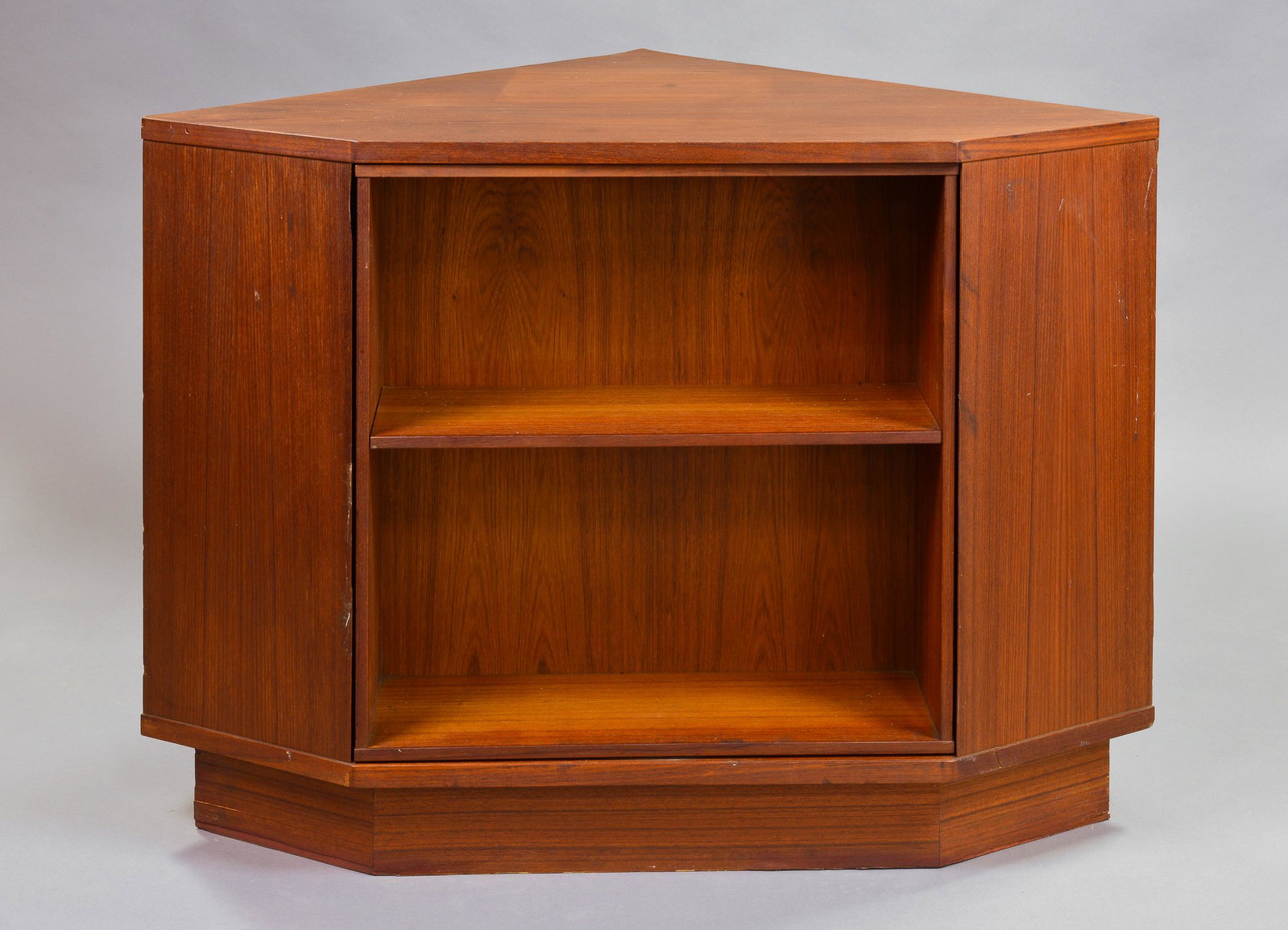 Danish Modern Revolving Corner Cocktail Cabinet: Mid Century Modern Revolving Corner Cabinet / Bookcase from Denmark - 31 in tall x 42 x 29