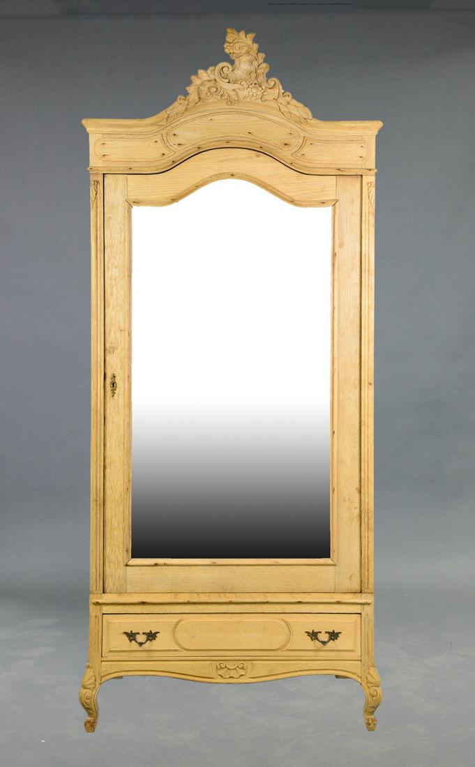 Louis XV Style Bleached Oak Mirror Door Robe (1 of 7)