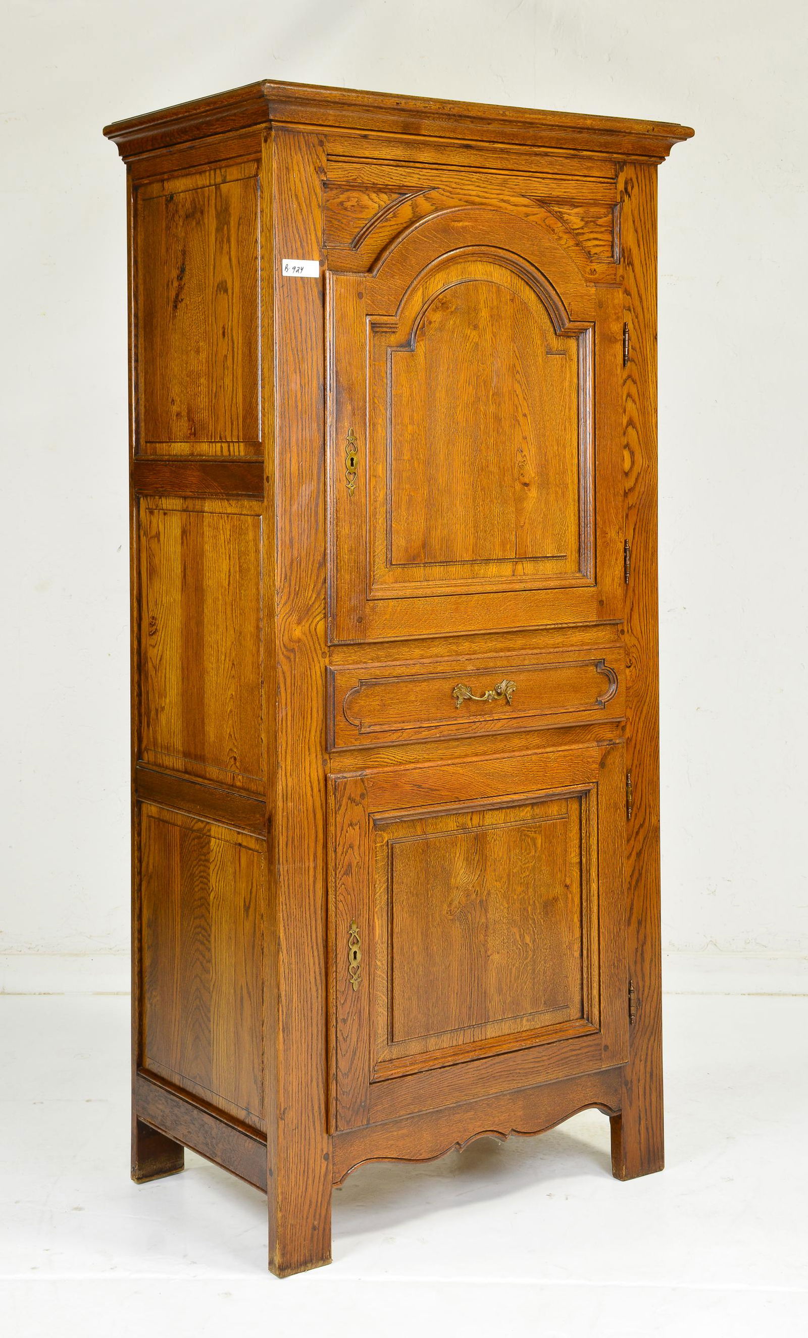 French Oak 2 Door Cupboard With Center Drawer (1 of 4)