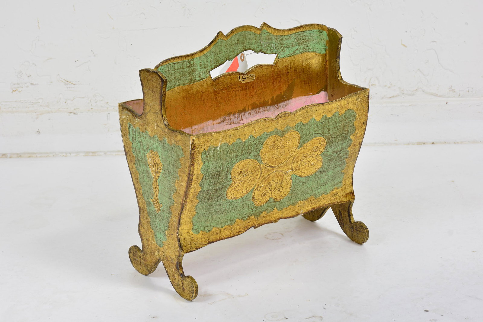 Florentine Magazine Rack - Gold & Green: Florentine Small Magazine Rack - Gold & Green - 18 in tall x 15 x 9