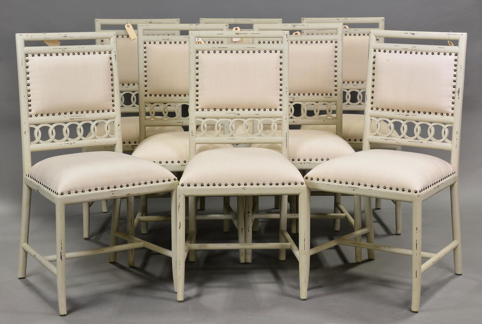 Set Of 8 Painted Upholstered Chairs (1 of 3)