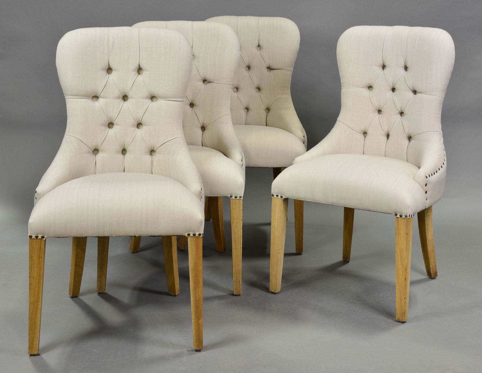 4 Button Tufted Upholstered Dining Chairs (1 of 3)