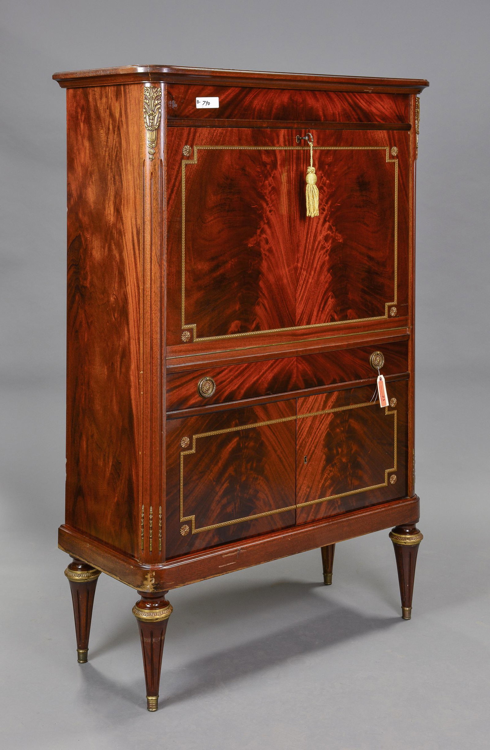 Empire Style Mahogany Cocktail / Bar Cabinet: Empire Style Mahogany Cocktail / Bar Cabinet - 60 in tall x 39 x 17