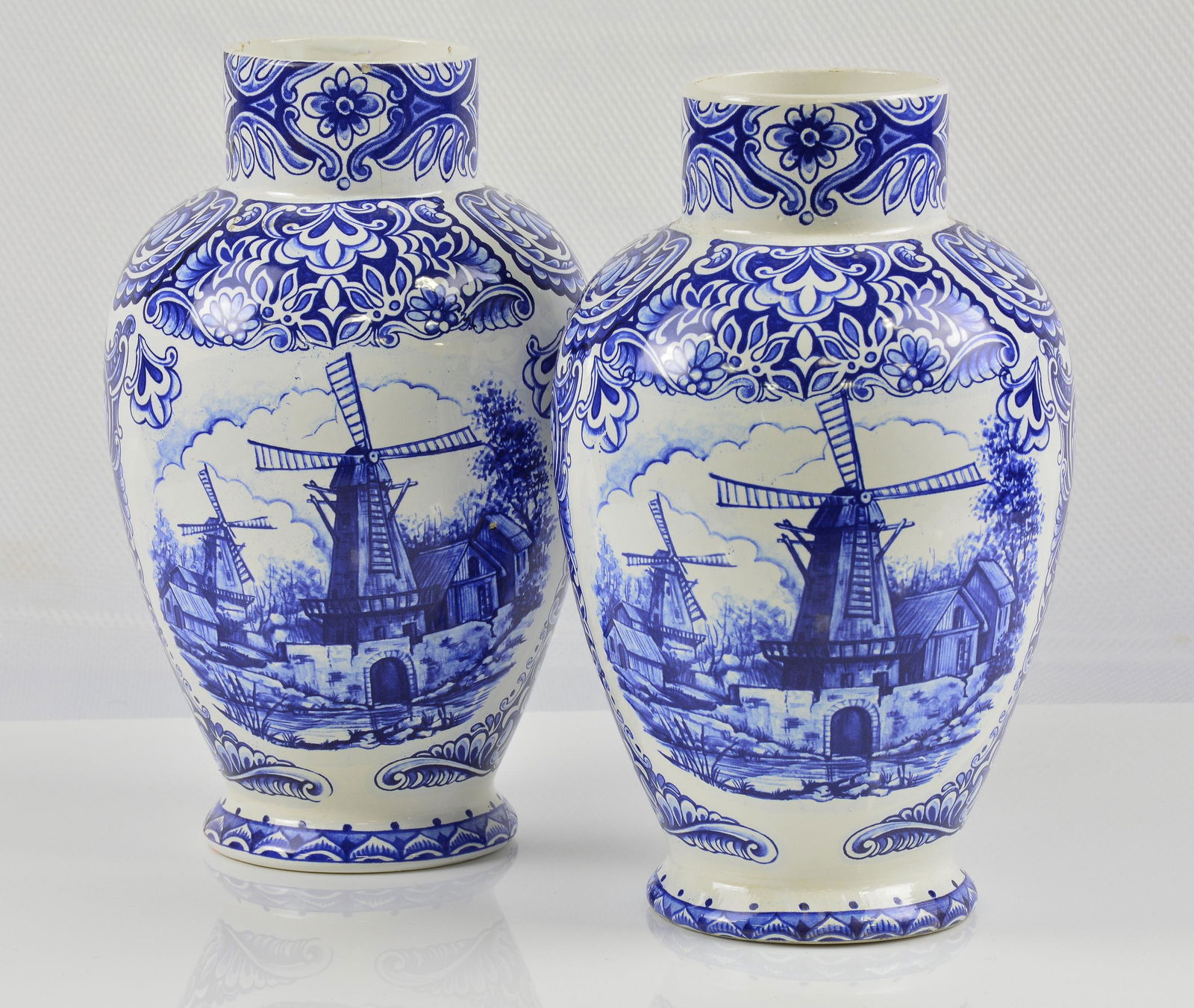 Pair Blue & White / Delft Vases - Windmills (1 of 3)