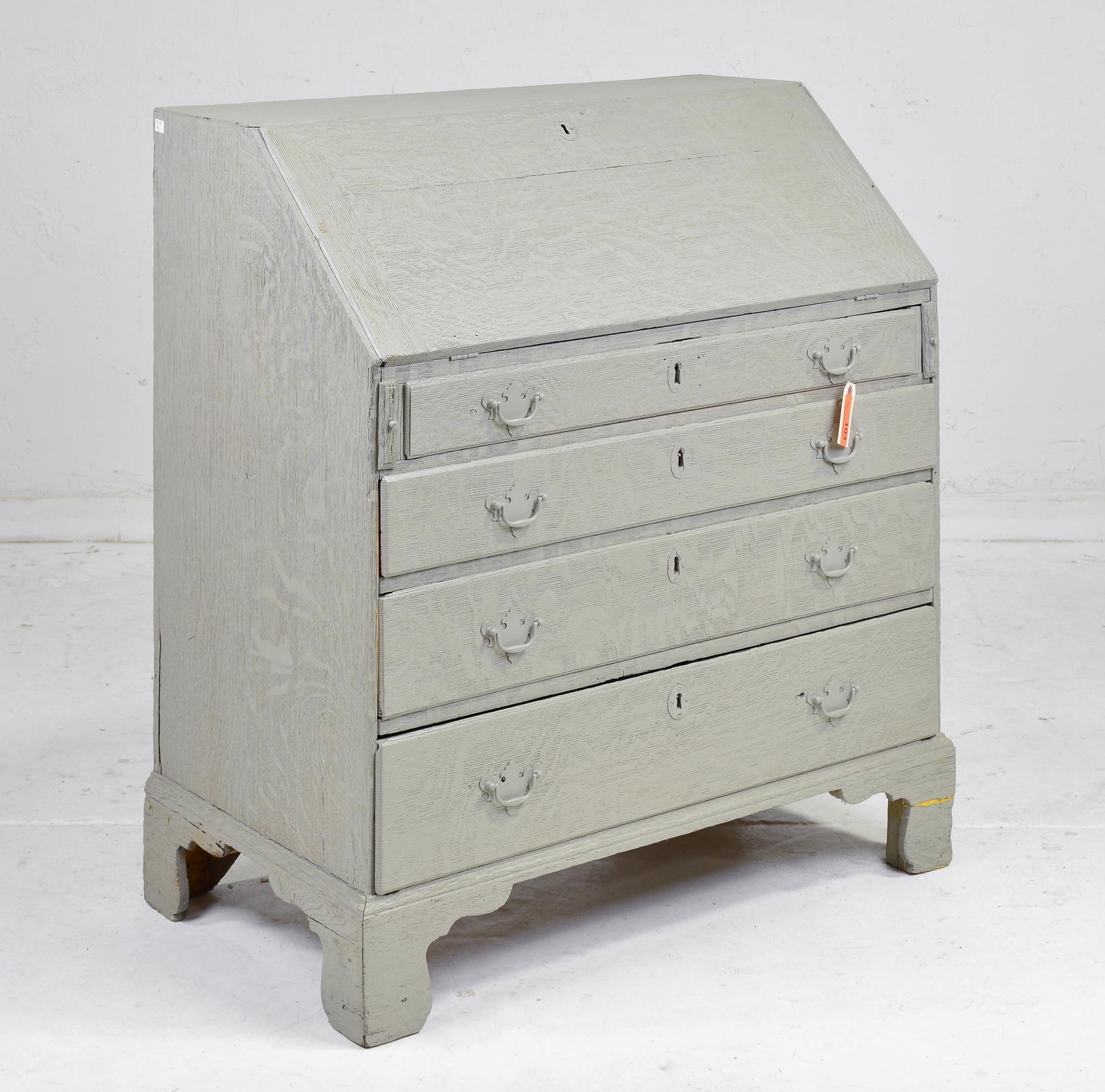 Grey Painted 4 Drawer Drop Front Desk (1 of 2)