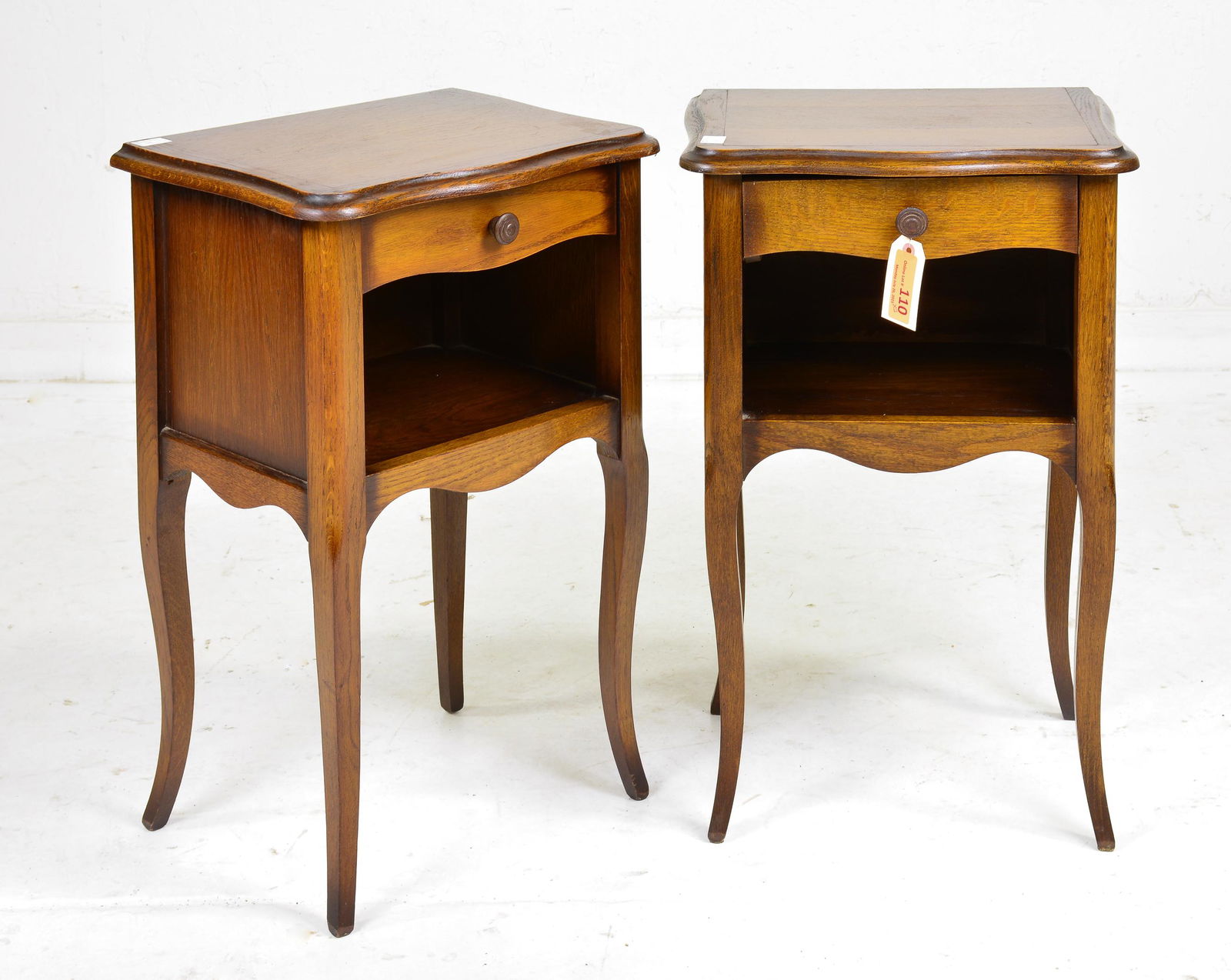 Pair Small European Oak Nightstands (1 of 2)