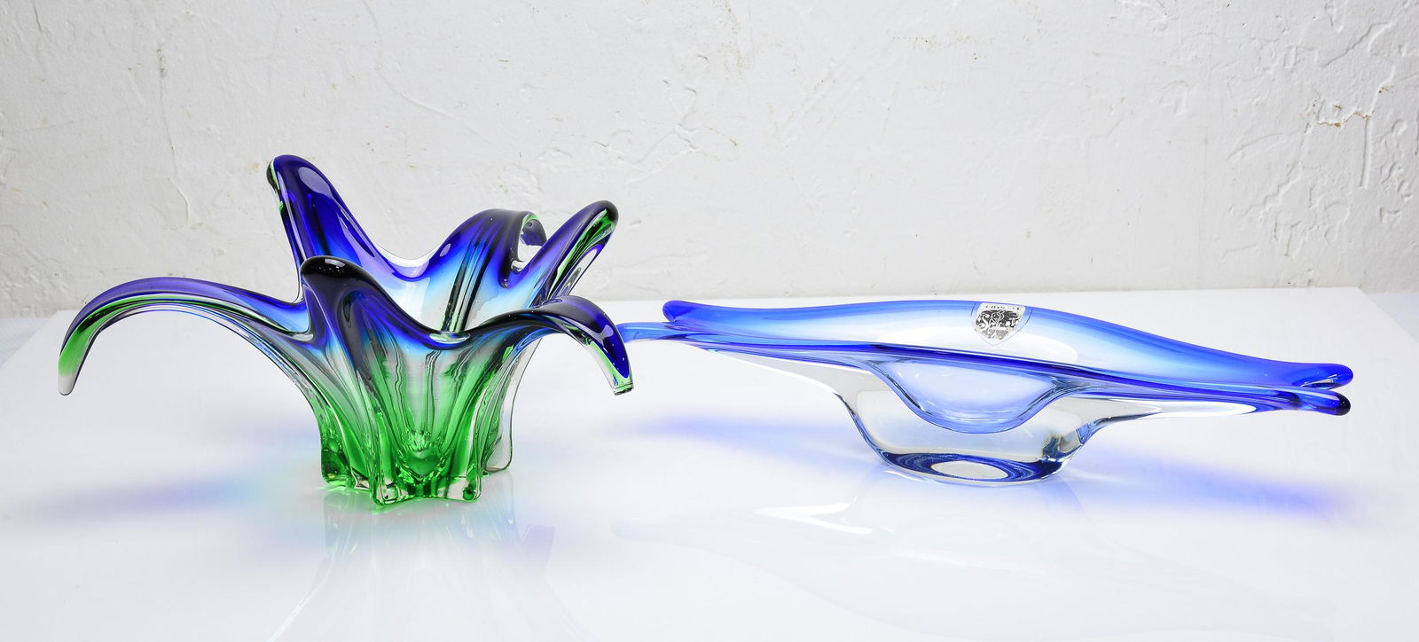 2 Blue / Green Small Murano & Cristal Glass Bowls (1 of 2)