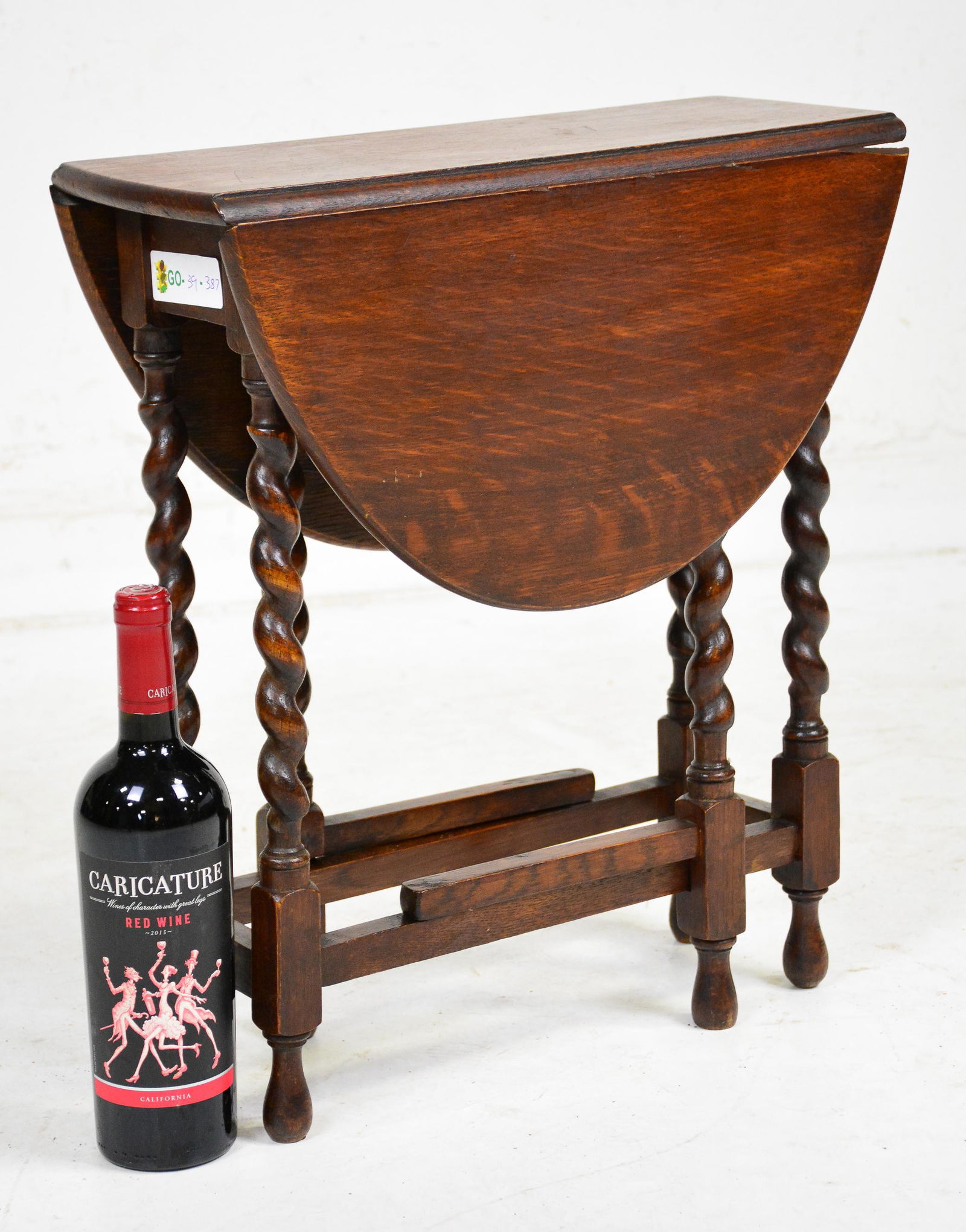 Very Small British Oak Barley Twist Drop Leaf Table (1 of 2)