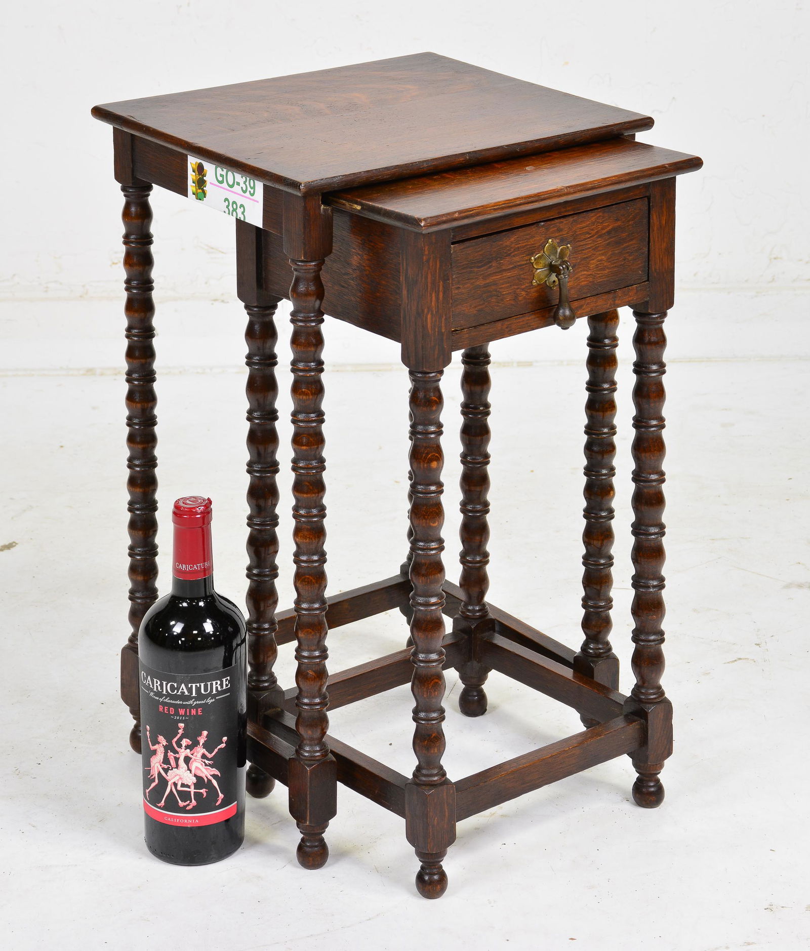 British Oak Small Bobbin Leg Nest Of 2 Tables (1 of 2)