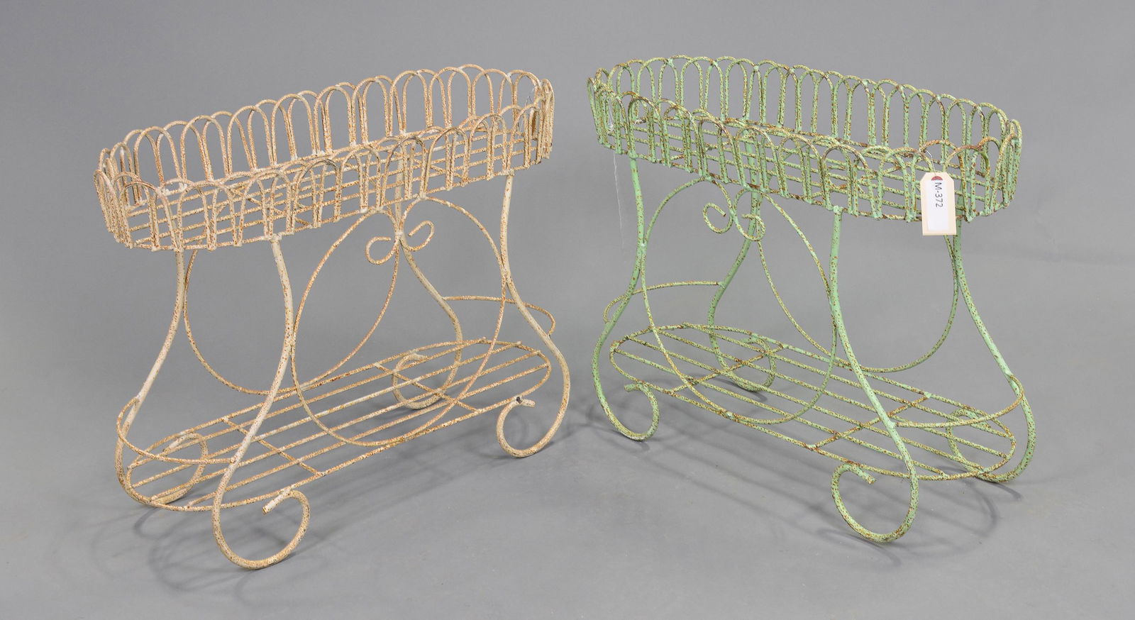 2 Low Oval Painted Iron Planters (1 of 1)